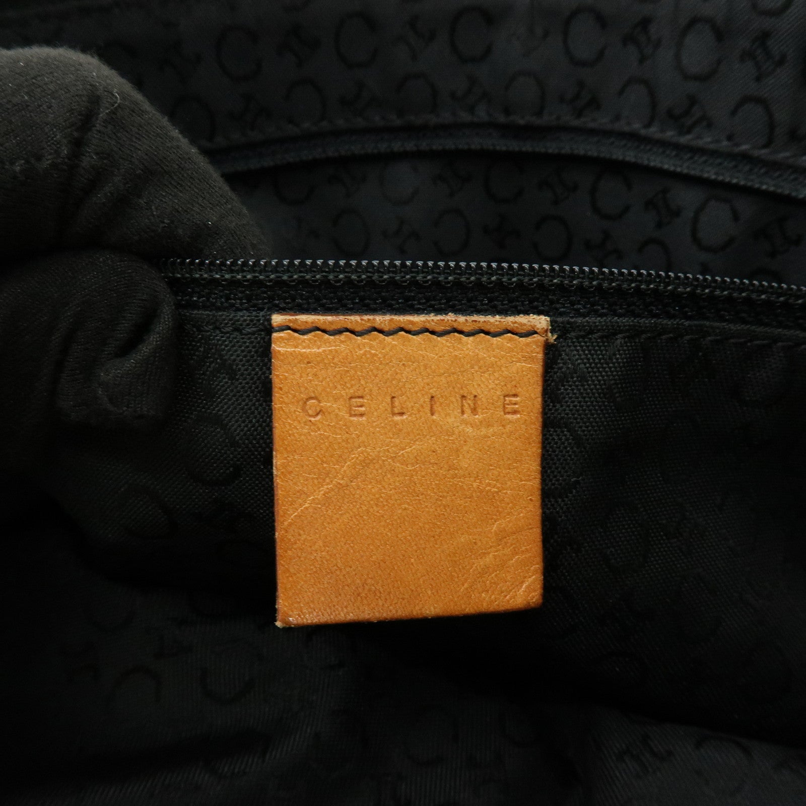 CELINE C Macadam Suede Leather Shoulder Bag Hand Bag Black