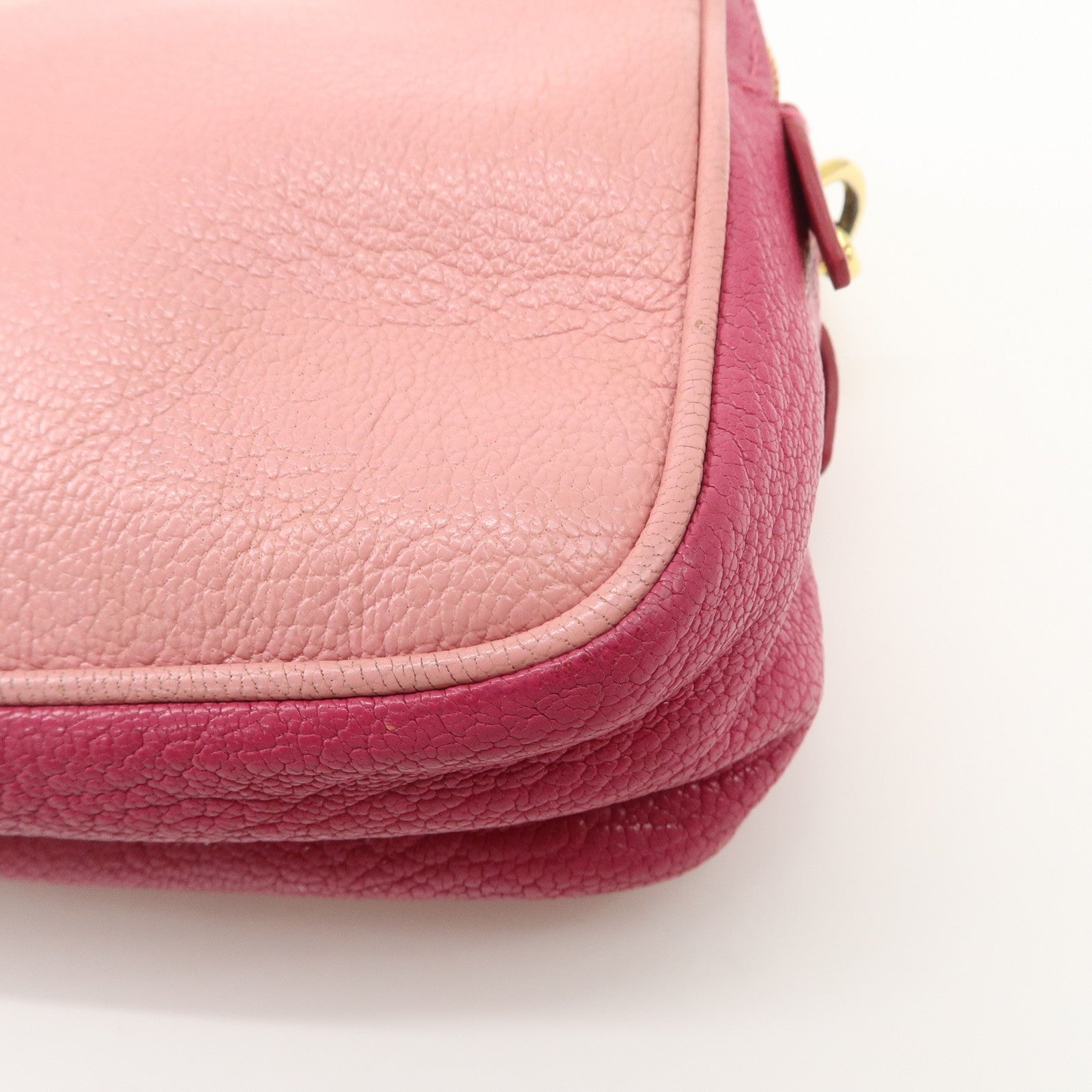 MIU MIU Leather Shoulder Bag Crossbody Bag Pink Used
