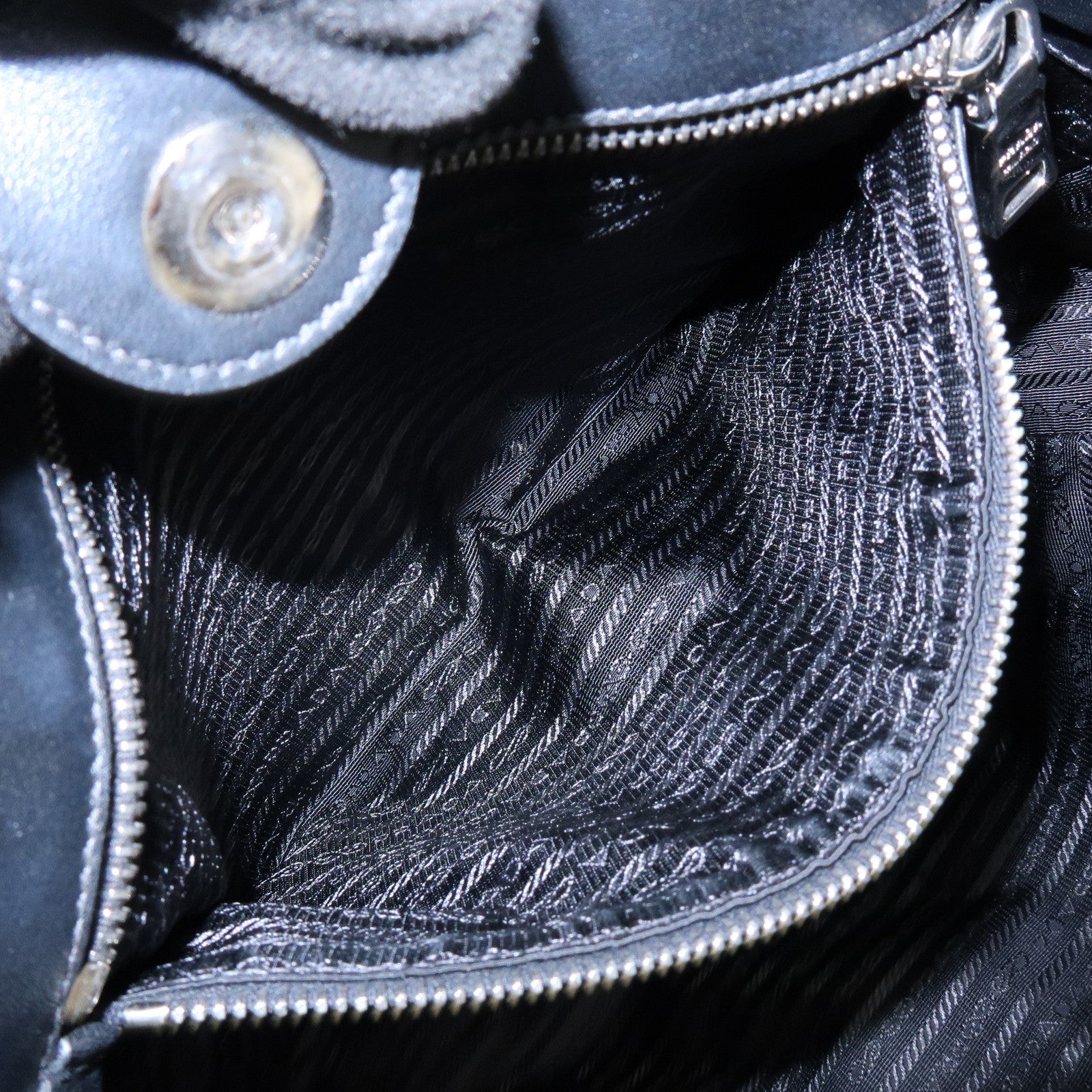 PRADA Triangle Logo Leather Tote Bag Shoulder Bag Black BR5033