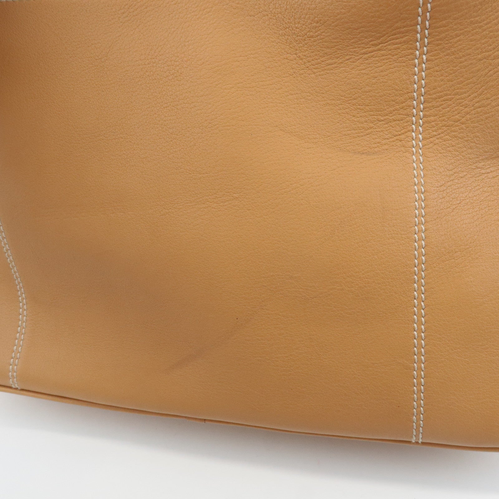 Ferragamo Gancini Leather Shoulder Bag Light Brown Silver HDW Used