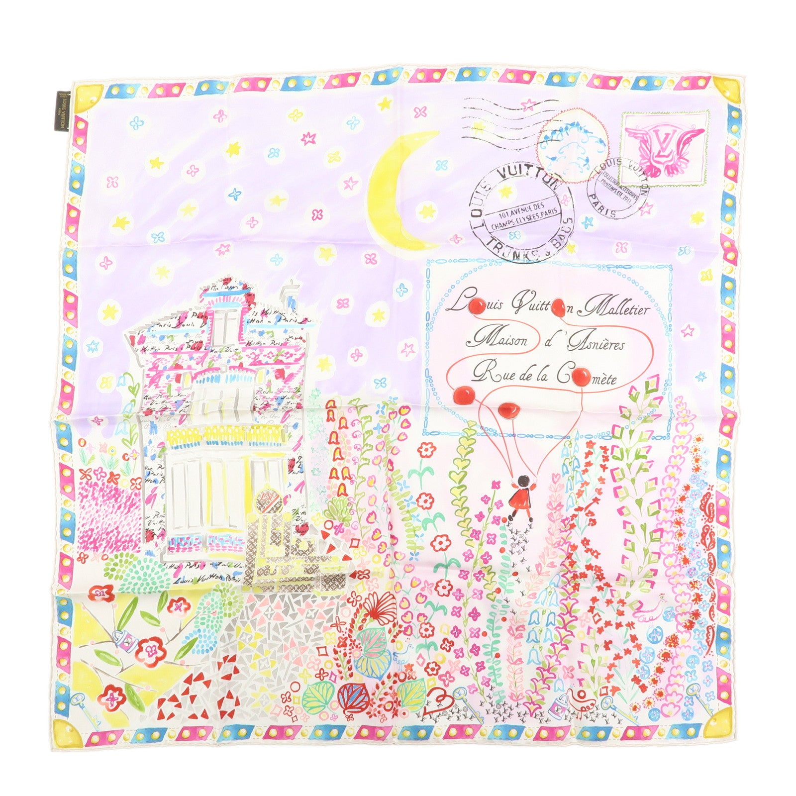 Louis Vuitton Silk 100% Scarf Voyage Autour De Ma Malle M72898