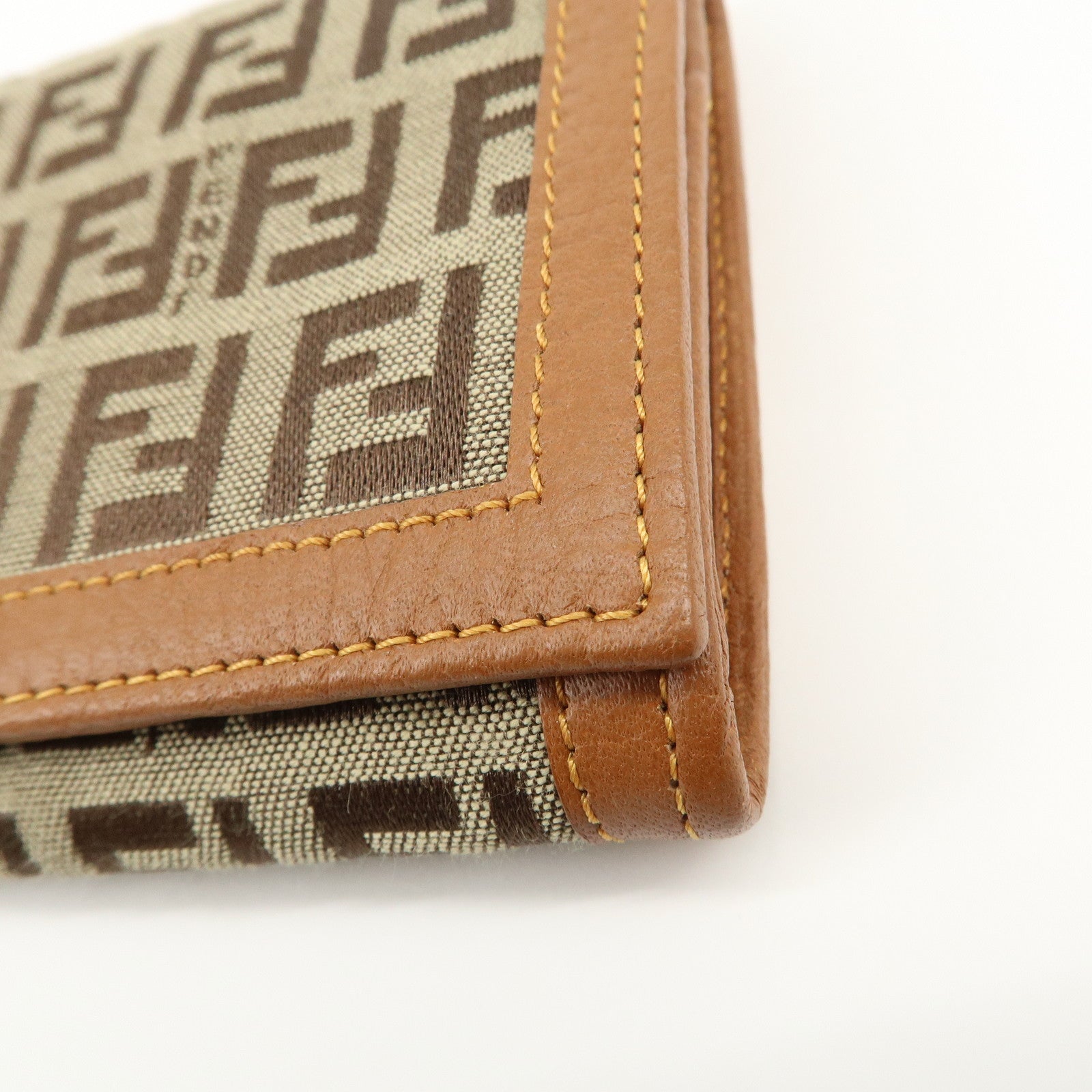 FENDI Zucchino Canvas Long Flap Wallet Camel 8M0179