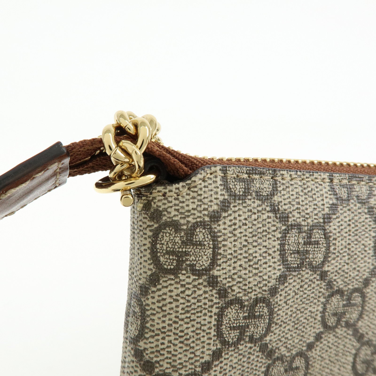 GUCCI Guccissima GG Supreme Leather Chain Shoulder Bag Beige 428449