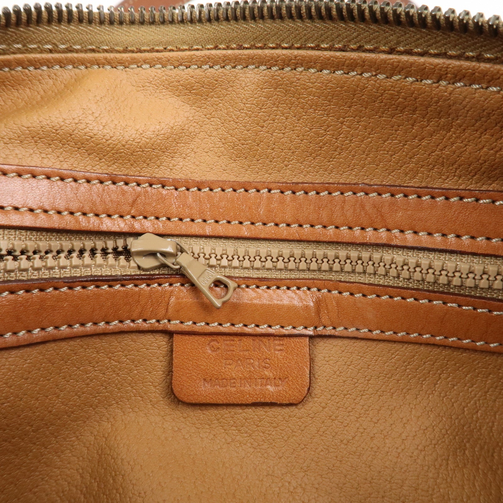 CELINE Macadam PVC Leather Hand Bag Boston Bag Brown