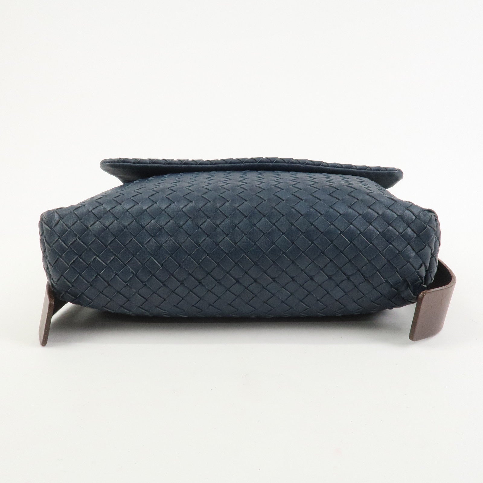BOTTEGA VENETA Intrecciato Lamb Skin Shoulder Bag Navy 163971