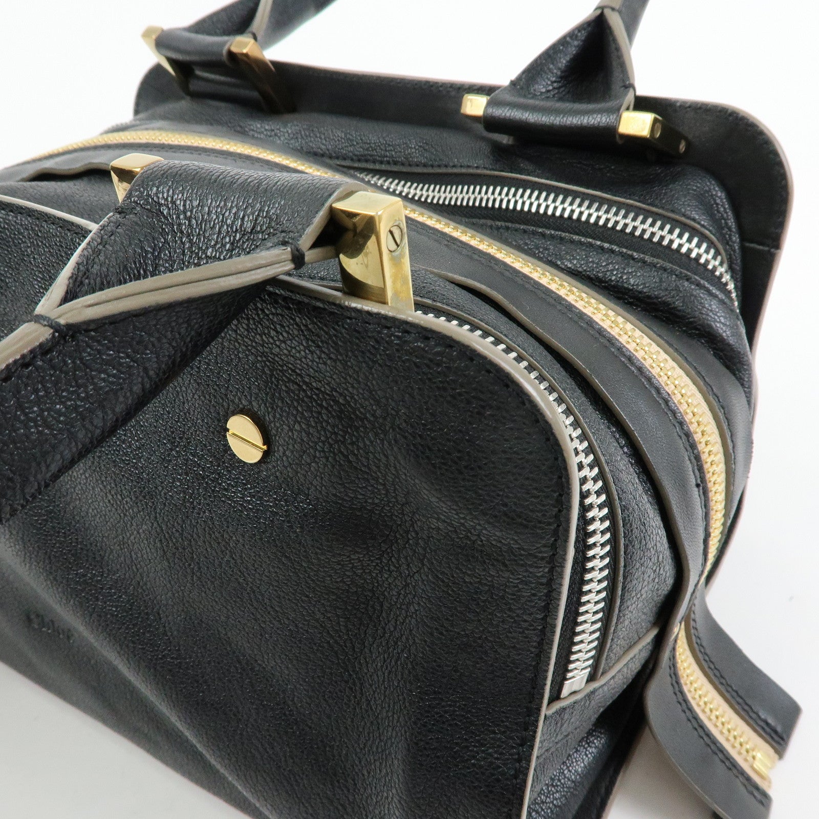 Chloe Dalston Leather Boston Bag Hand Bag Black