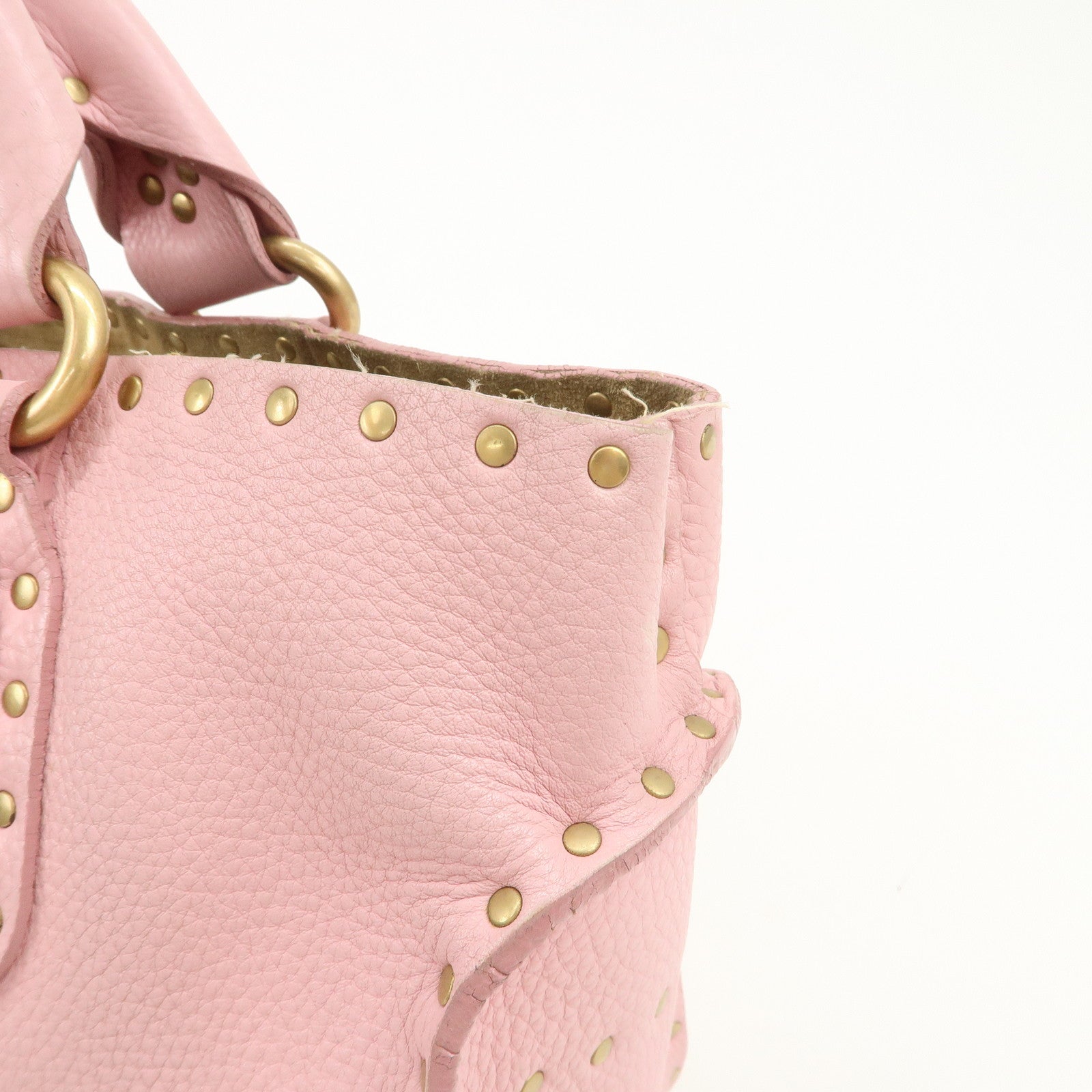 CELINE Leather Boogie Bag Hand Bag Tote Bag Pink