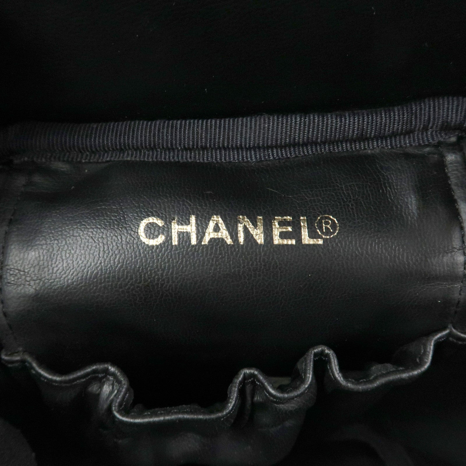 CHANEL COCO Mark Caviarskin Vanity Bag Hand Bag Pouch Black A01998