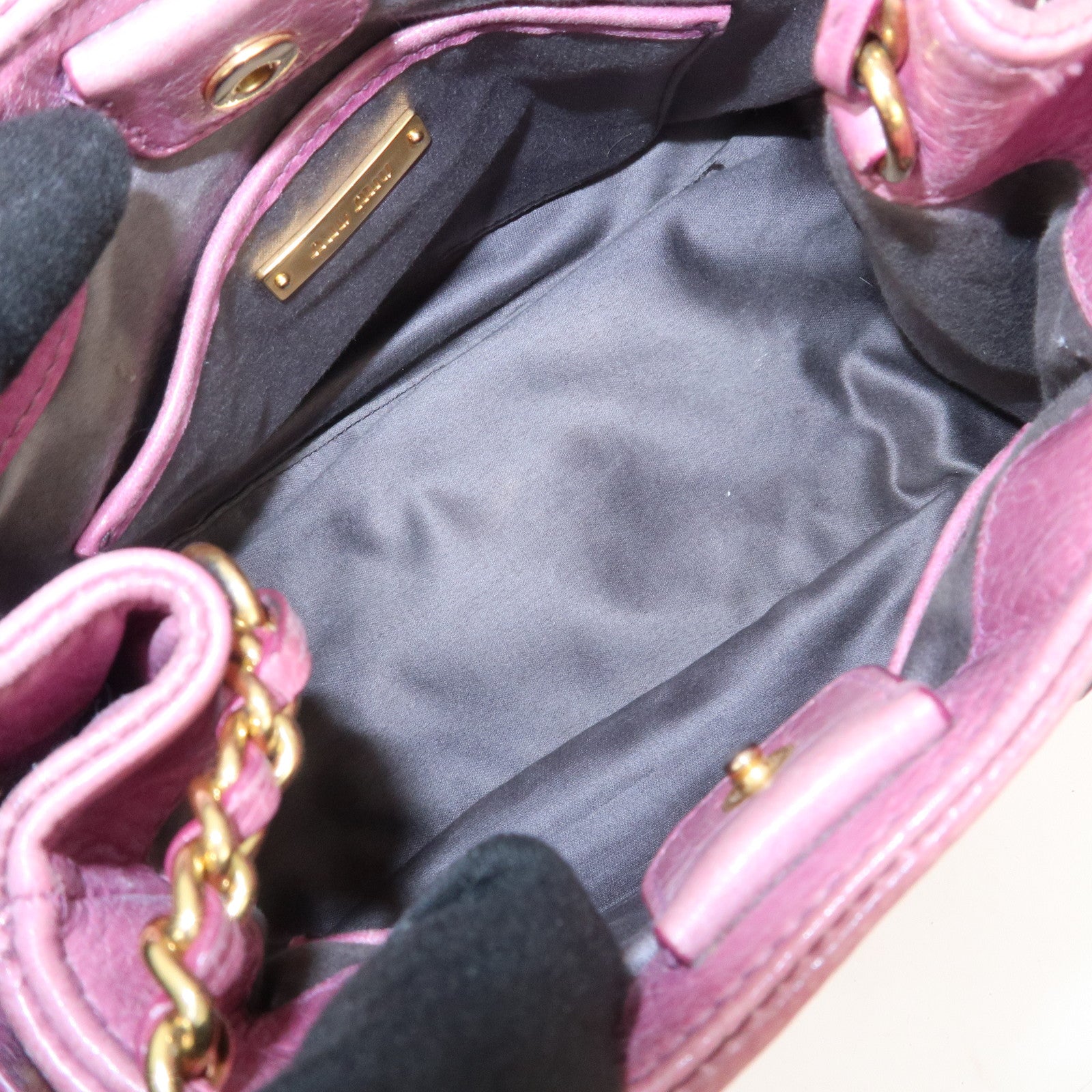 MIU MIU Leather Side Ribbon 2Way Bag Hand Bag Shoulder Bag