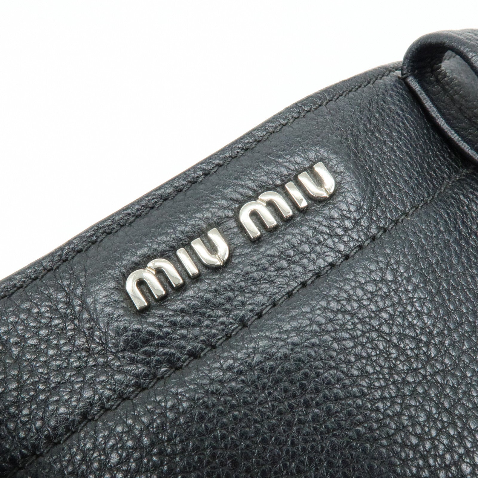 MIU MIU Leather Tote Bag Shoulder Bag Hand Black RR1934