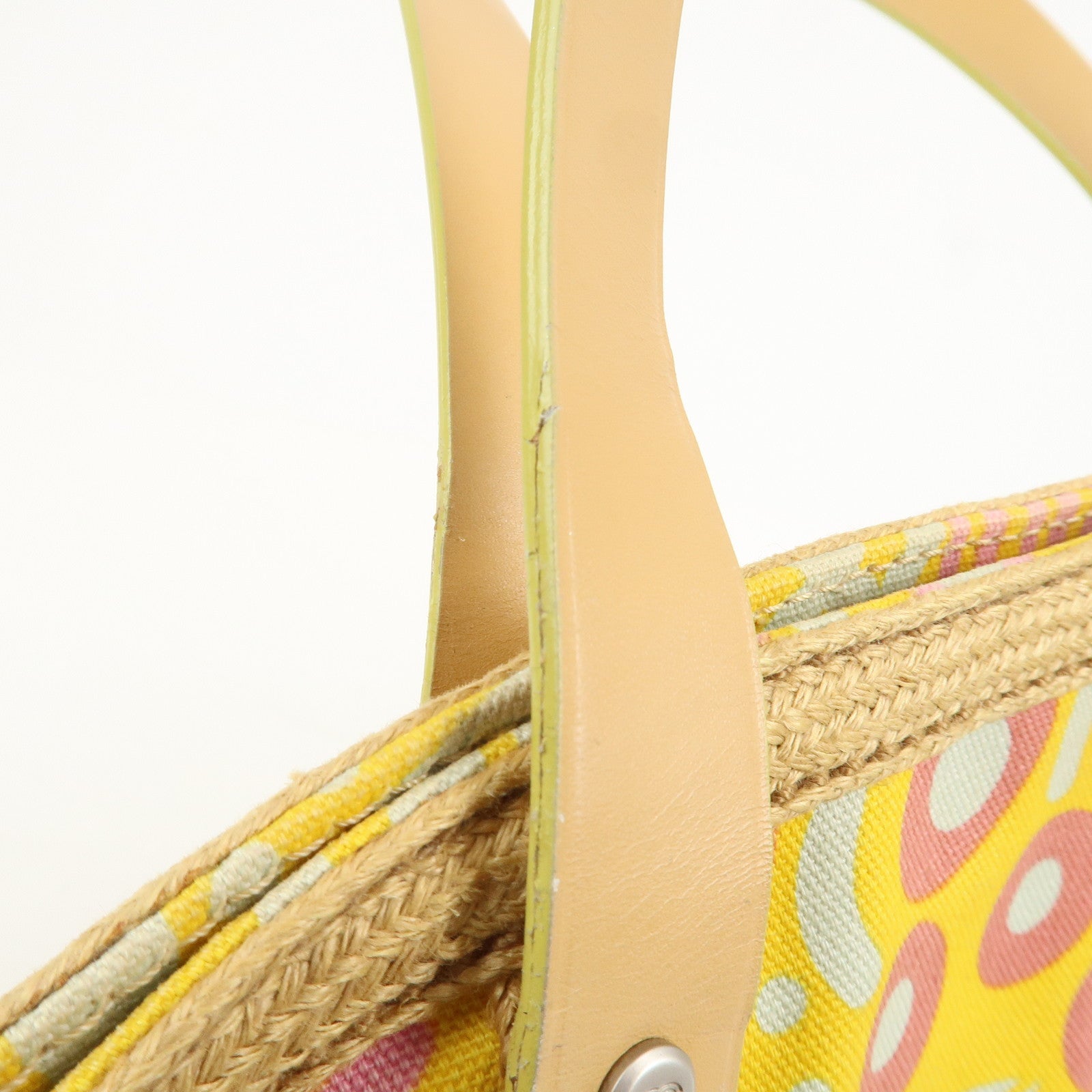 CHANEL Canvas High Summer Flower Tote Bag Shoulder Bag Yellow