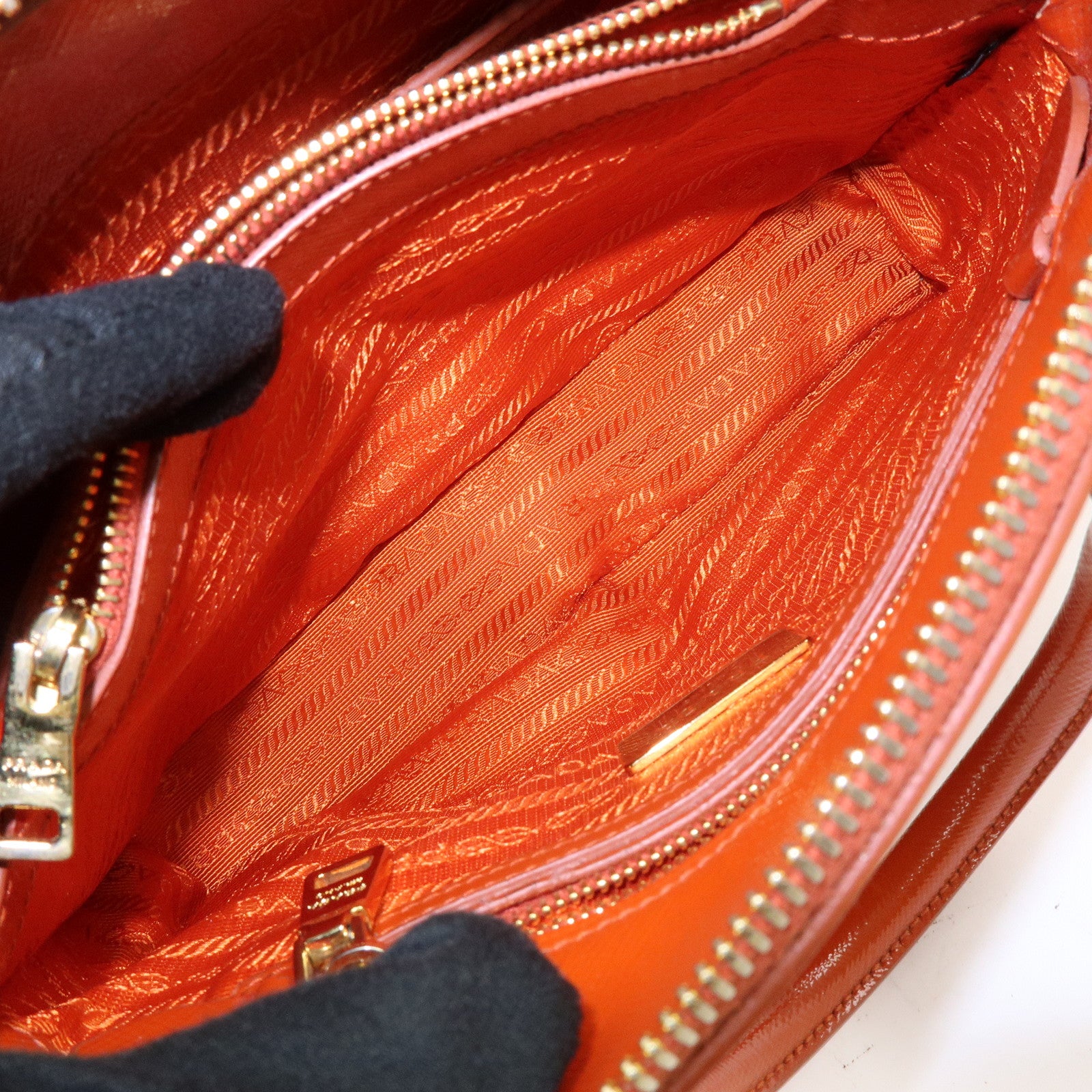 PRADA Triangle Logo Patent Leather 2Way Hand Shoulder Bag BL0838