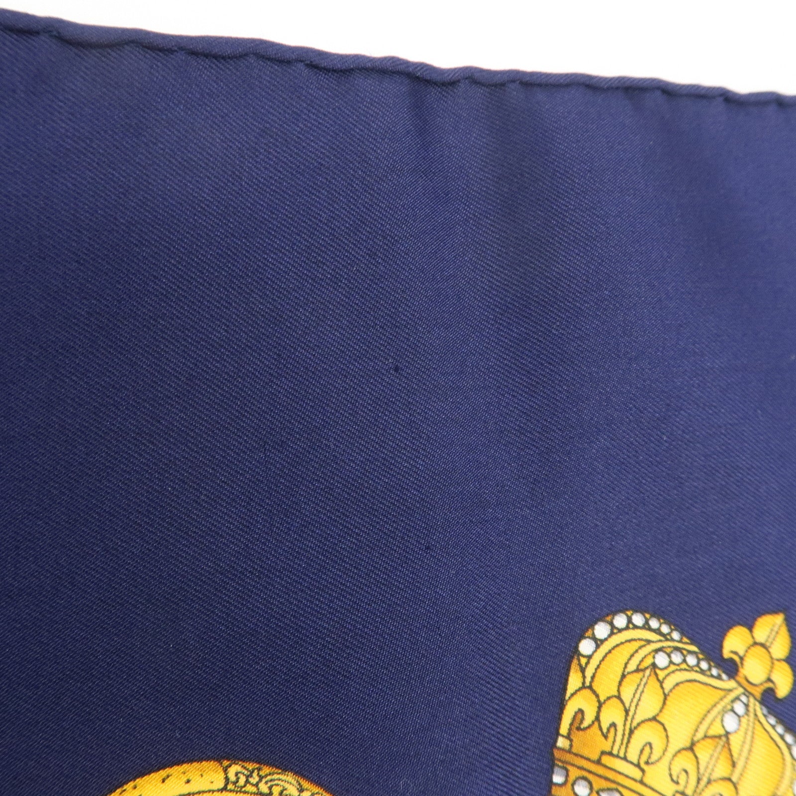HERMES Carre 90 Silk 100% LES TAMBOURS Scarf Navy Gold
