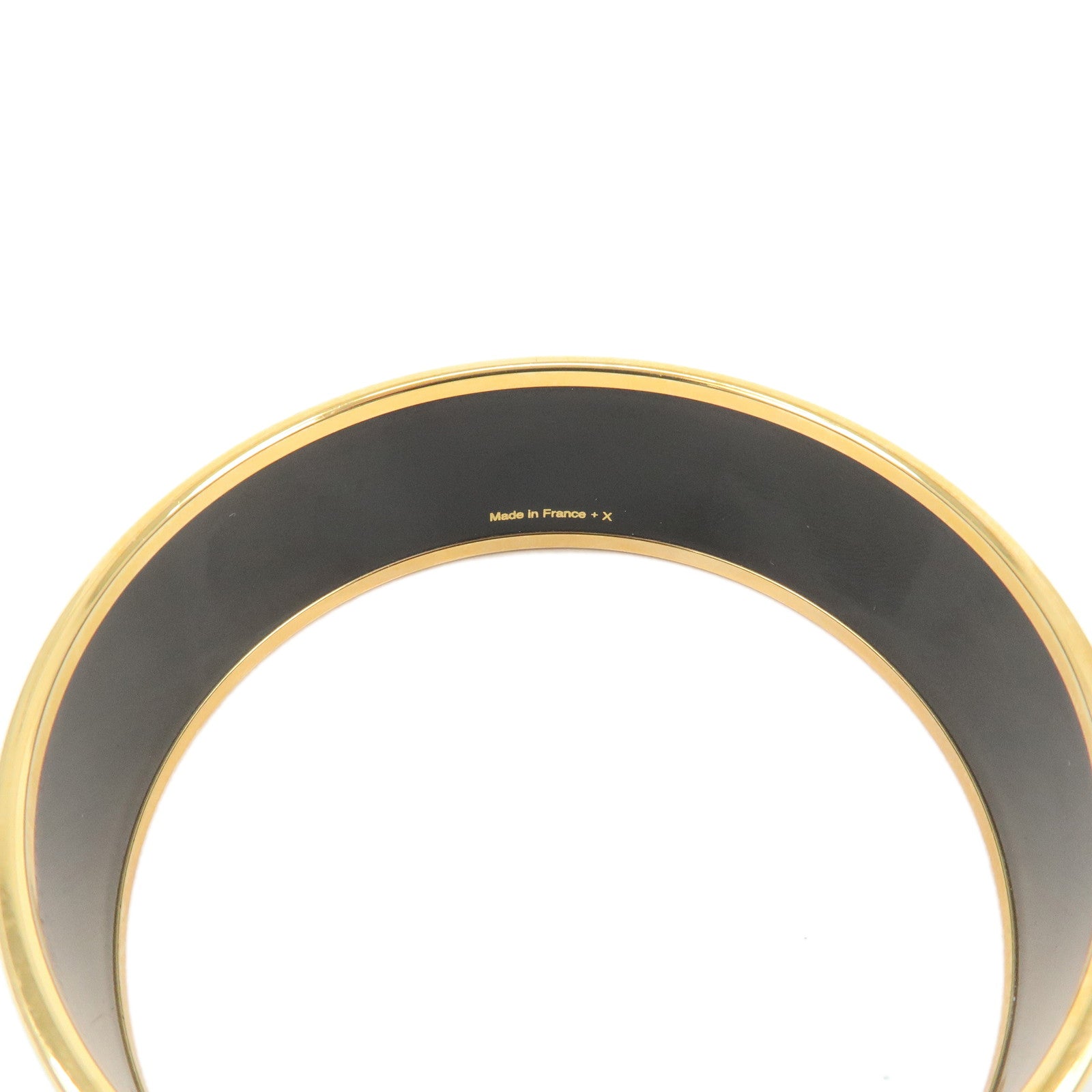 HERMES Email GM Bangle Metal Bracelet Black Gold