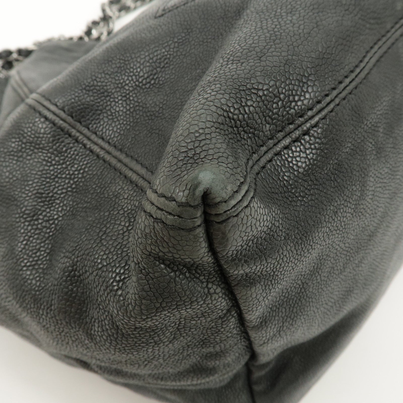 CHANEL COCO Cabus GM Caviarskin Chain Shoulder Bag Black A33450 Used