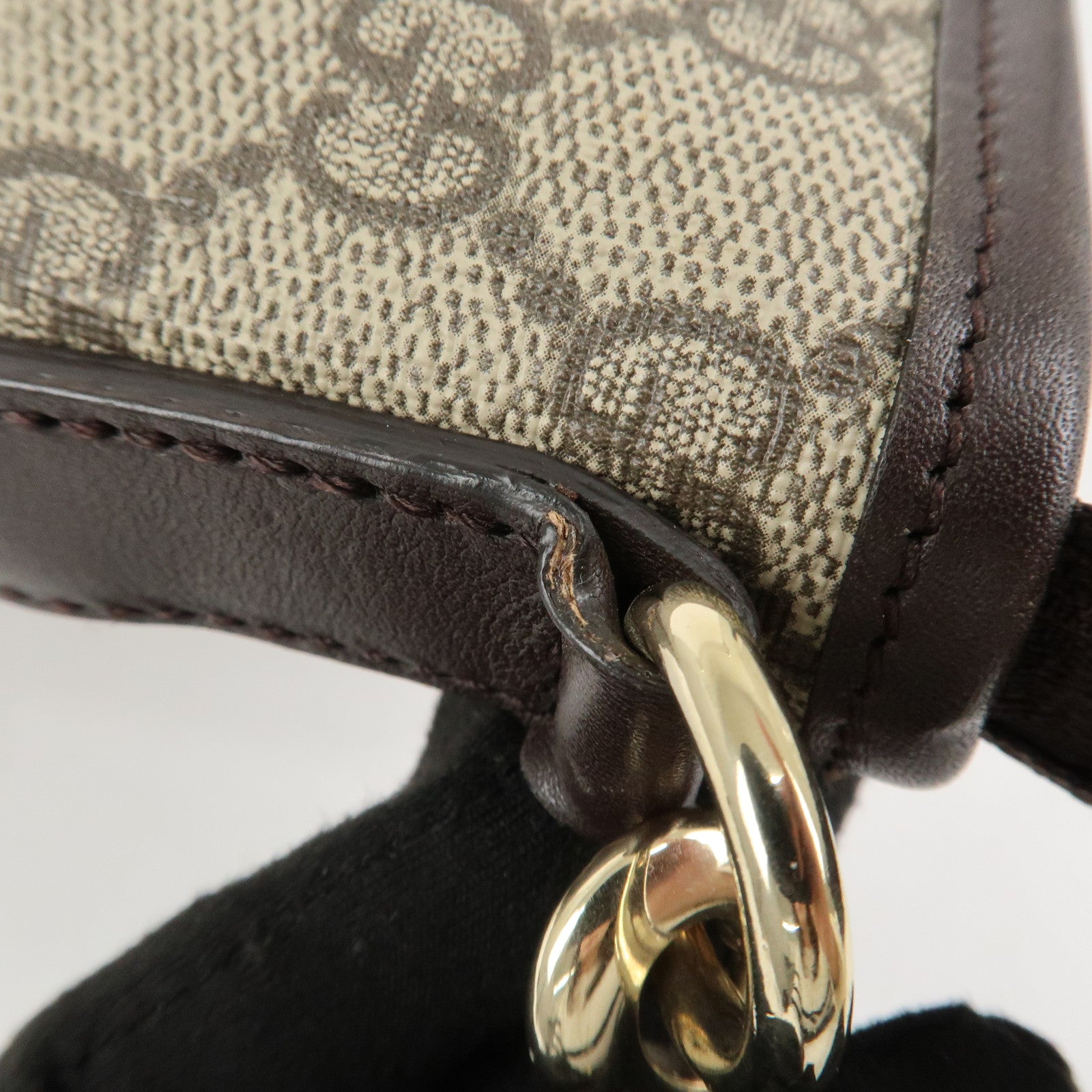 GUCCI GG Supreme Leather Shoulder Crossbody Bag Beige Brown 388924 Used