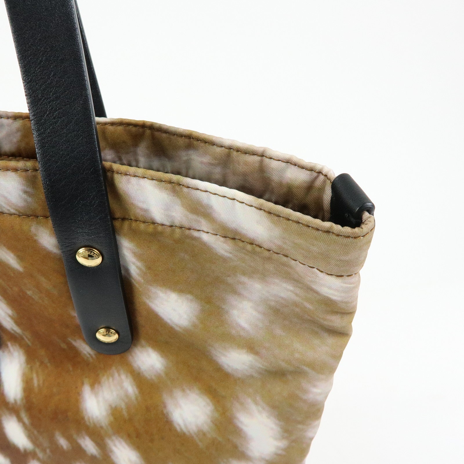 BURBERRY Canvas Leather Tote Bag Shoulder Bag Heidi Print Brown