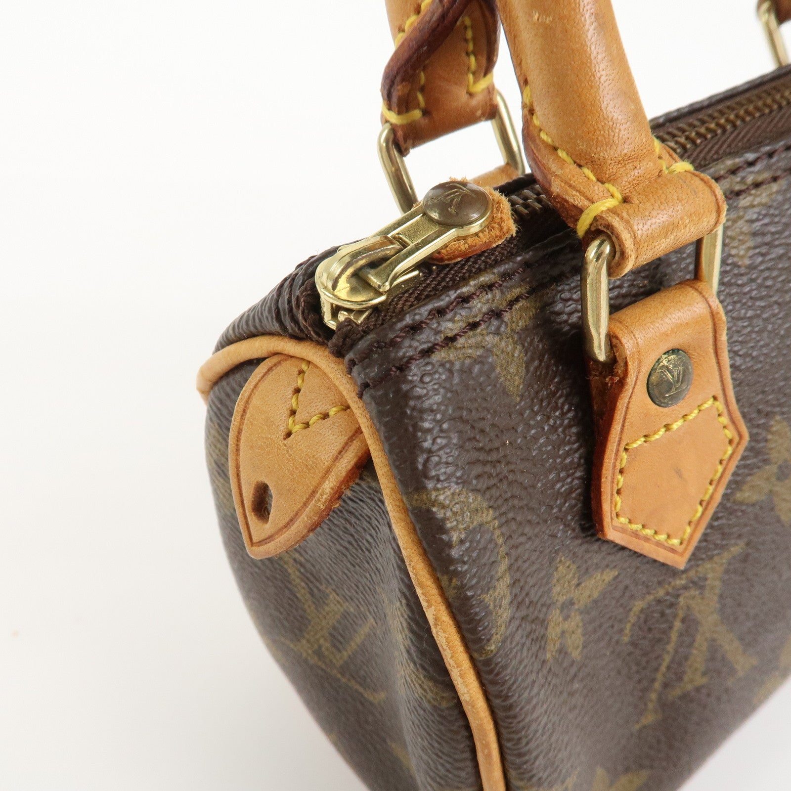 Louis Vuitton Monogram Mini Speedy Hand Bag Boston Bag Brown M41534