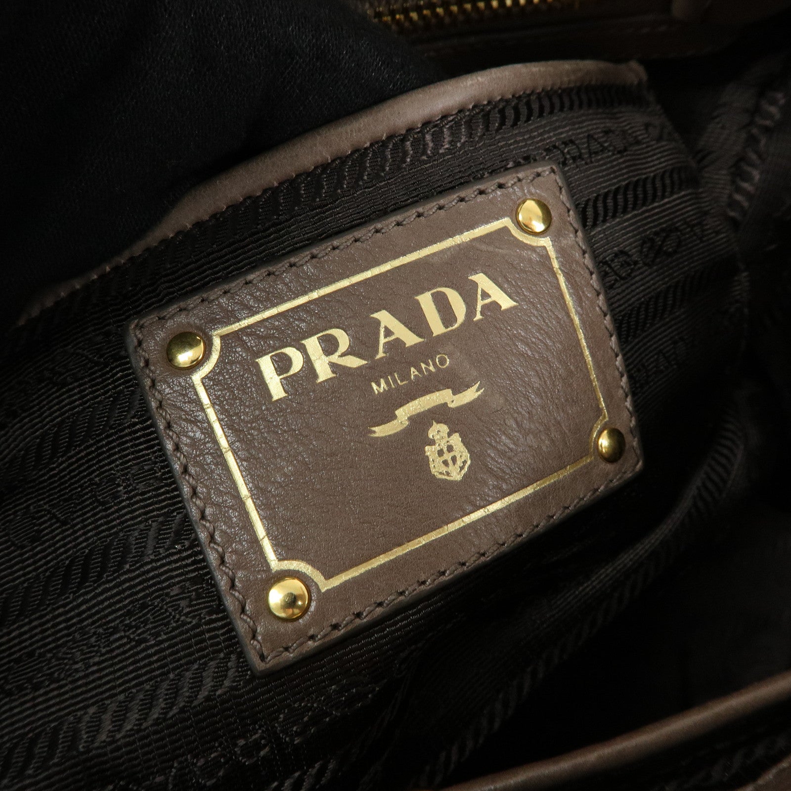 PRADA Calf Leather 2Way Bag Shoulder Bag Ribbon Brown BN2245