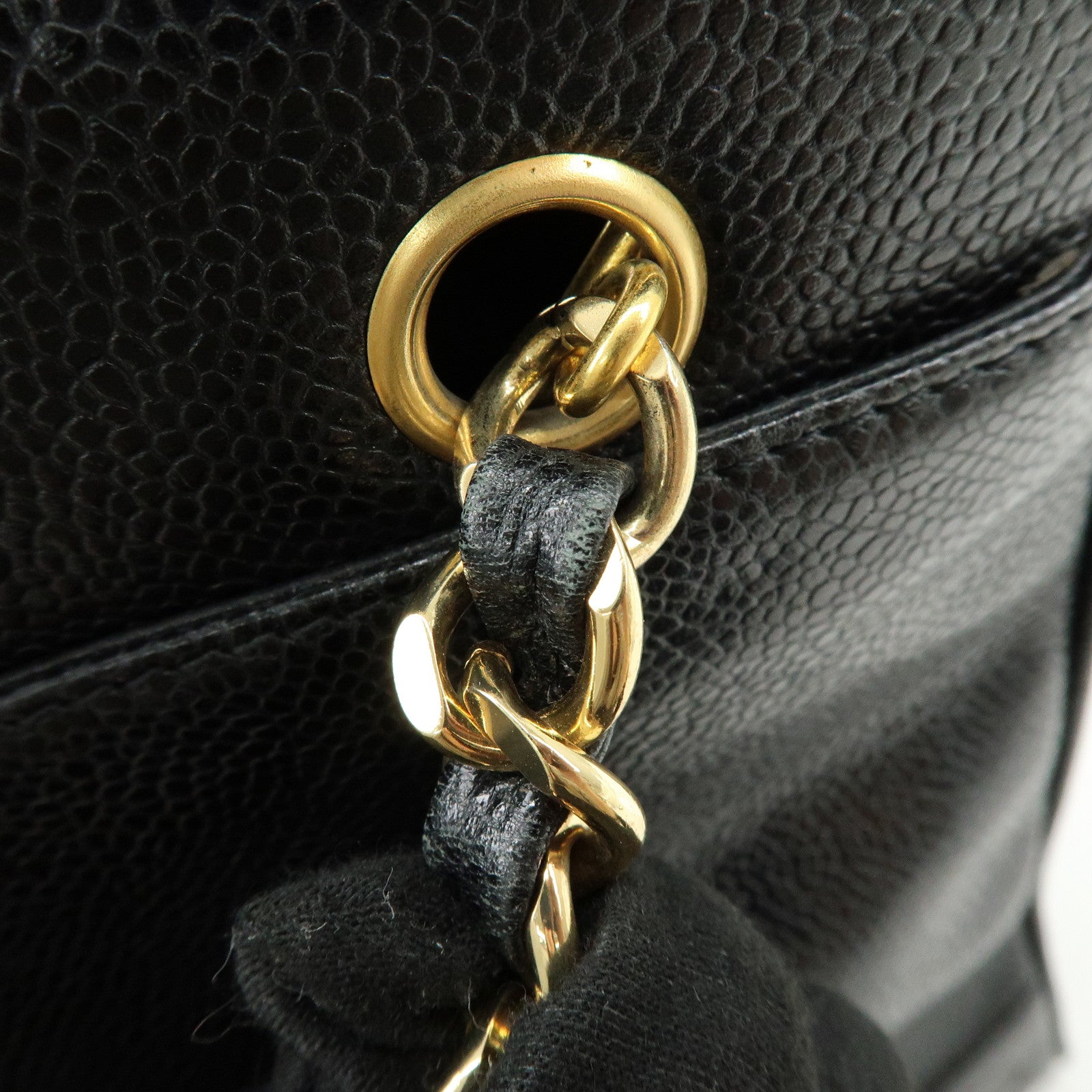 CHANEL Triple COCO Mark Caviarskin Chain Shoulder Bag Black