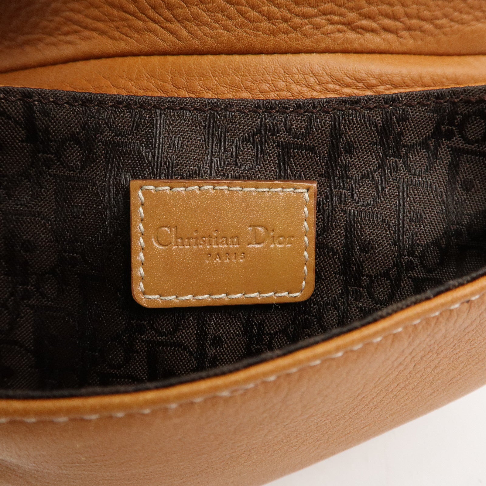 Christian Dior Saddle Leather Waist Bag Crossbody Bag Brown