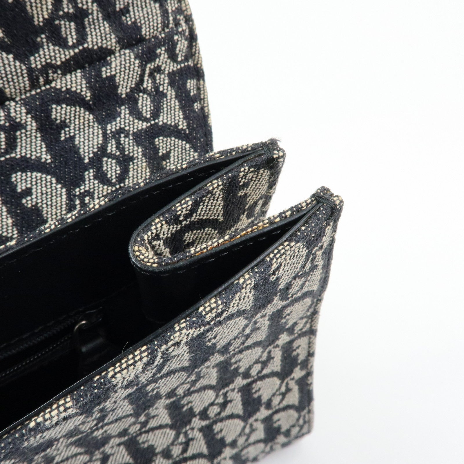 Christian Dior Trotter Saddle Jacquard Leather Shoulder Bag Black