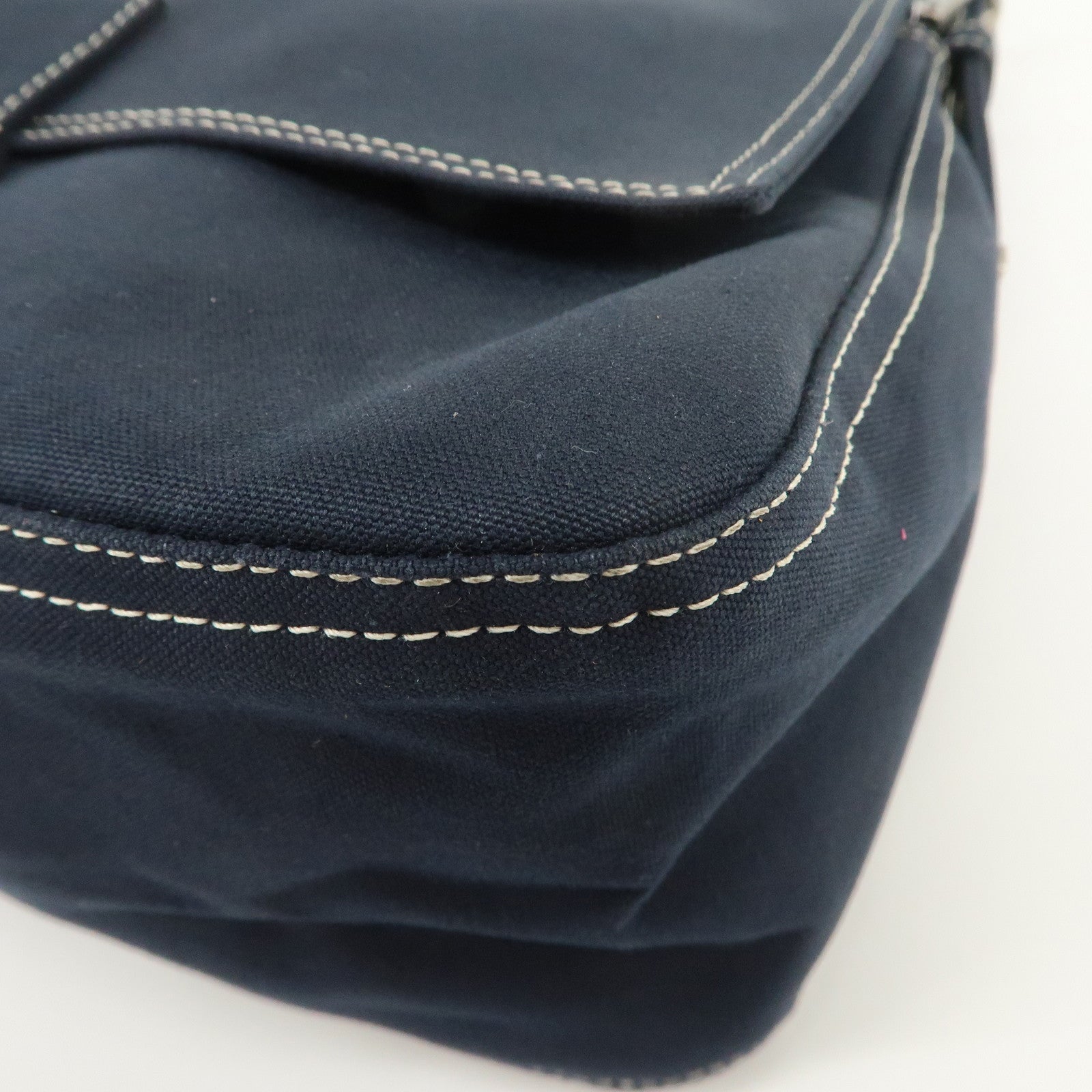 FENDI Mamma Baguette Canvas Shoulder Bag Dark Navy 26325