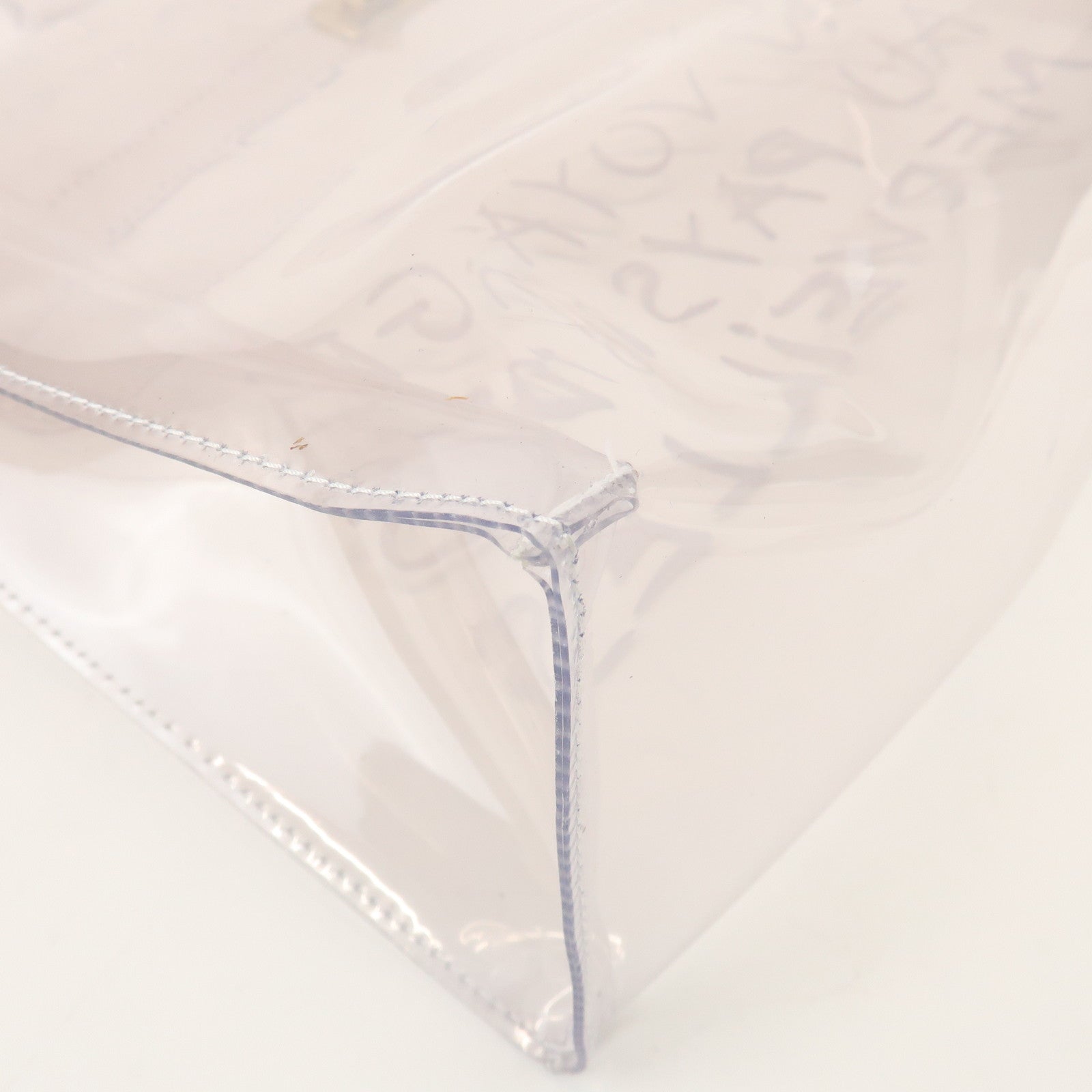 HERMES Kelly Vinyl Hand Bag Clear Gold