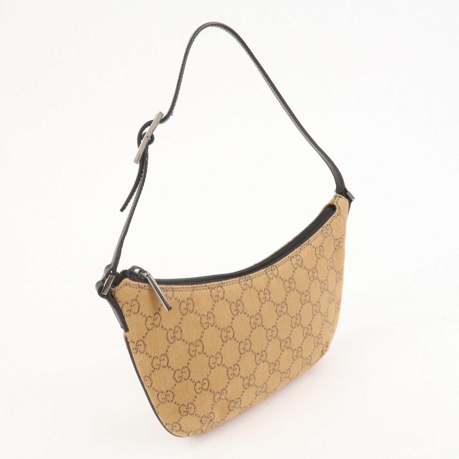 GUCCI GG Canvas Leather Hand Bag Shoulder Bag Brown 32160