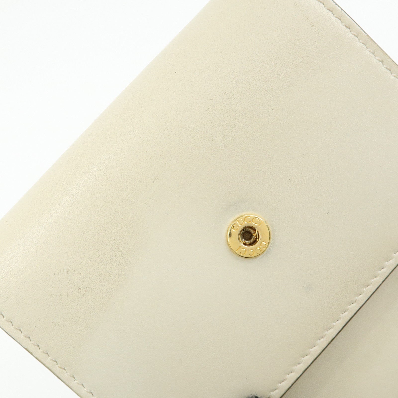 GUCCI Sherry Silvie Leather Tri-fold Compact Wallet Ivory 476081
