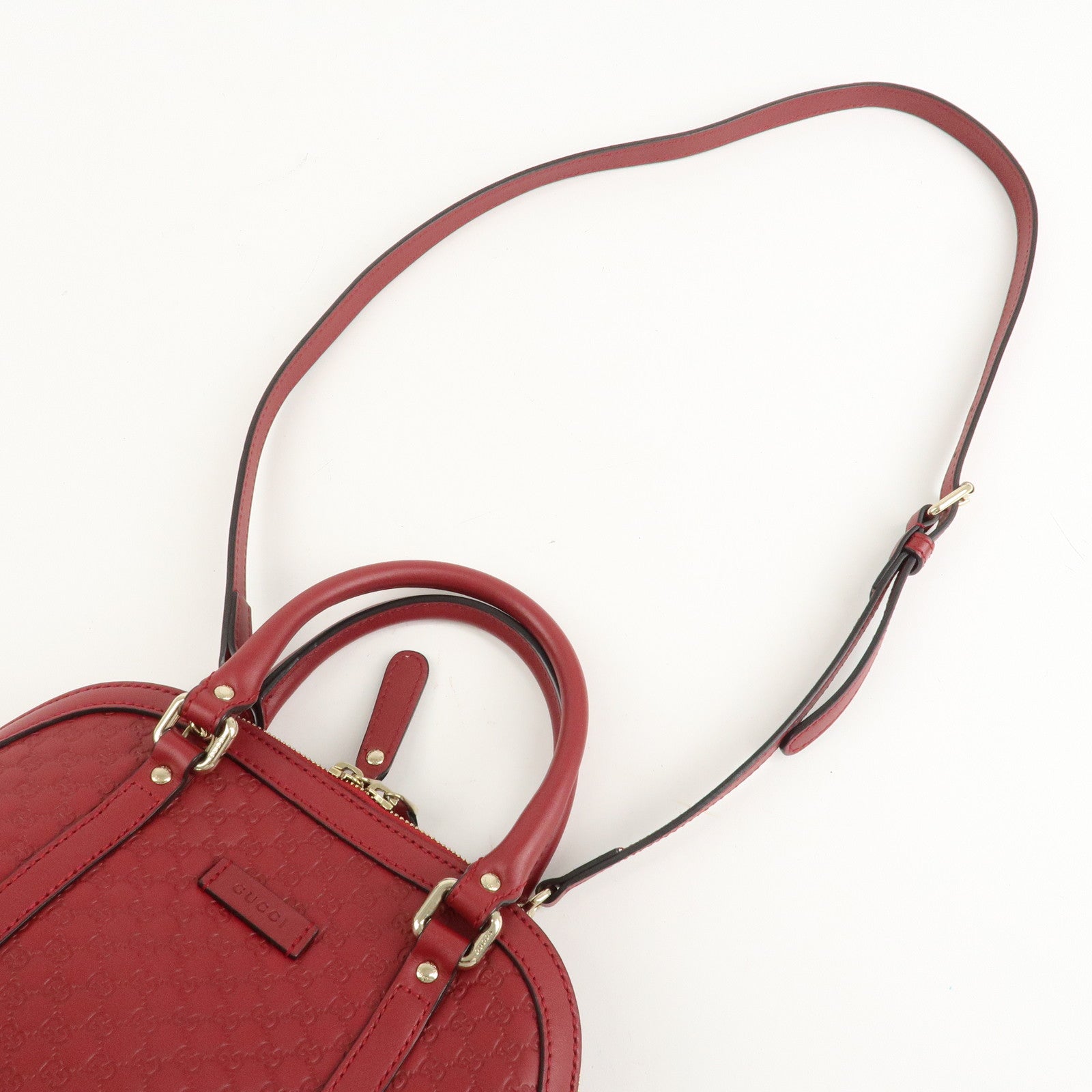 GUCCI Micro Guccissima 2Way Hand Shoulder Bag Castilian Red 449654 Used
