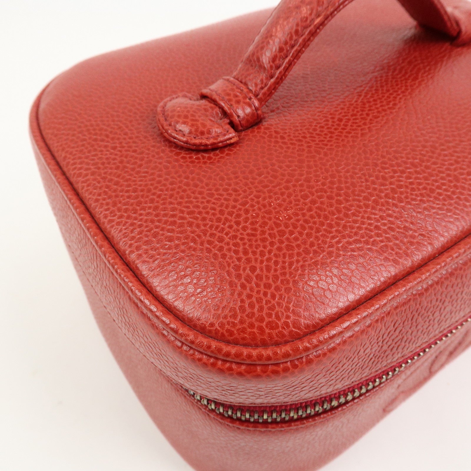 CHANEL COCO Mark Caviarskin Vanity Bag Hand Bag Red A01998