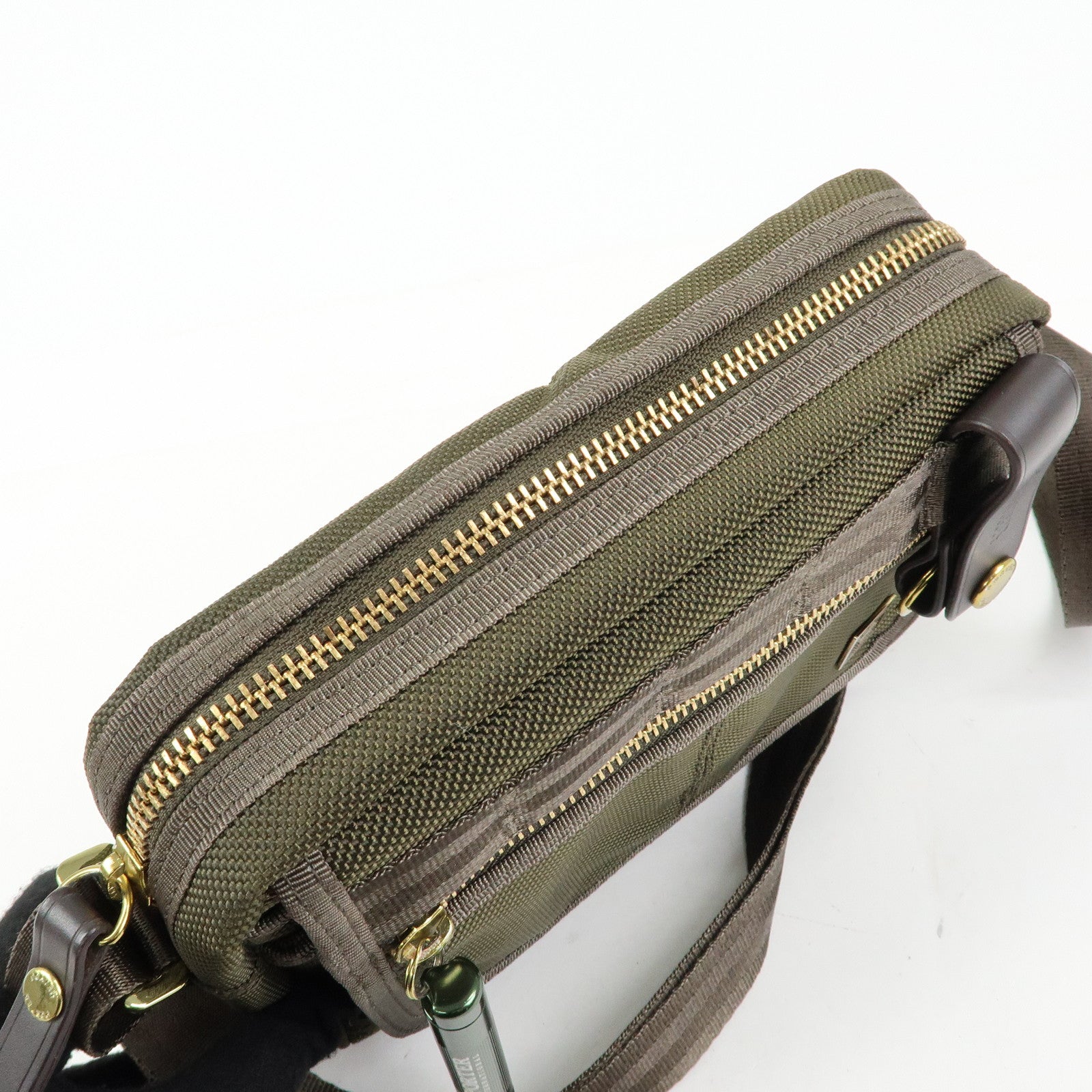 PORTER INTERNATIONAL Nylon Leather Shoulder Bag Crossbody Bag Khaki