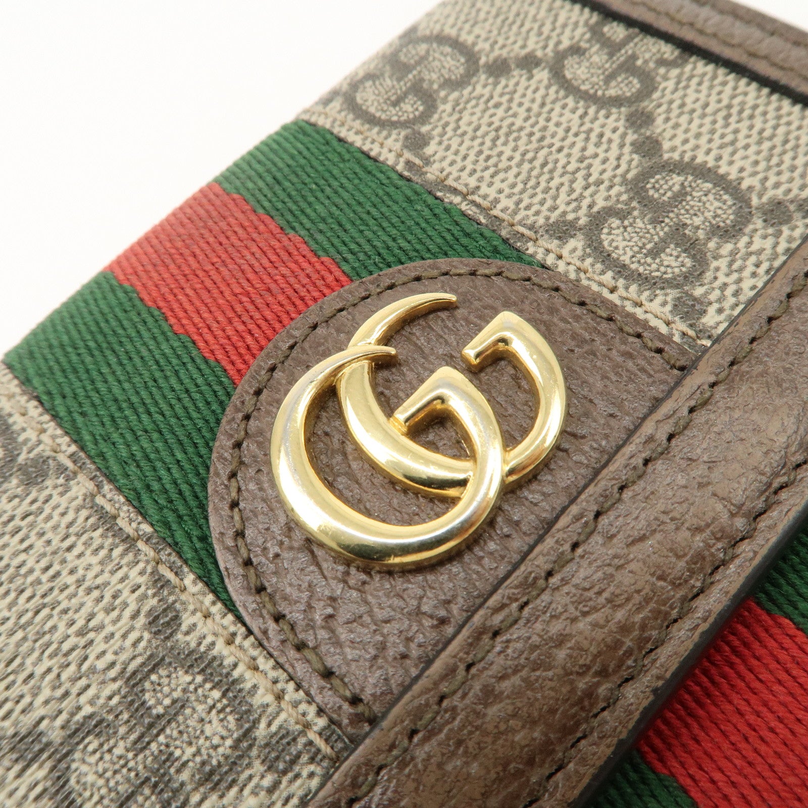 GUCCI Ophidia Sherry GG Supreme Wallet Beige Brown 523173 Used