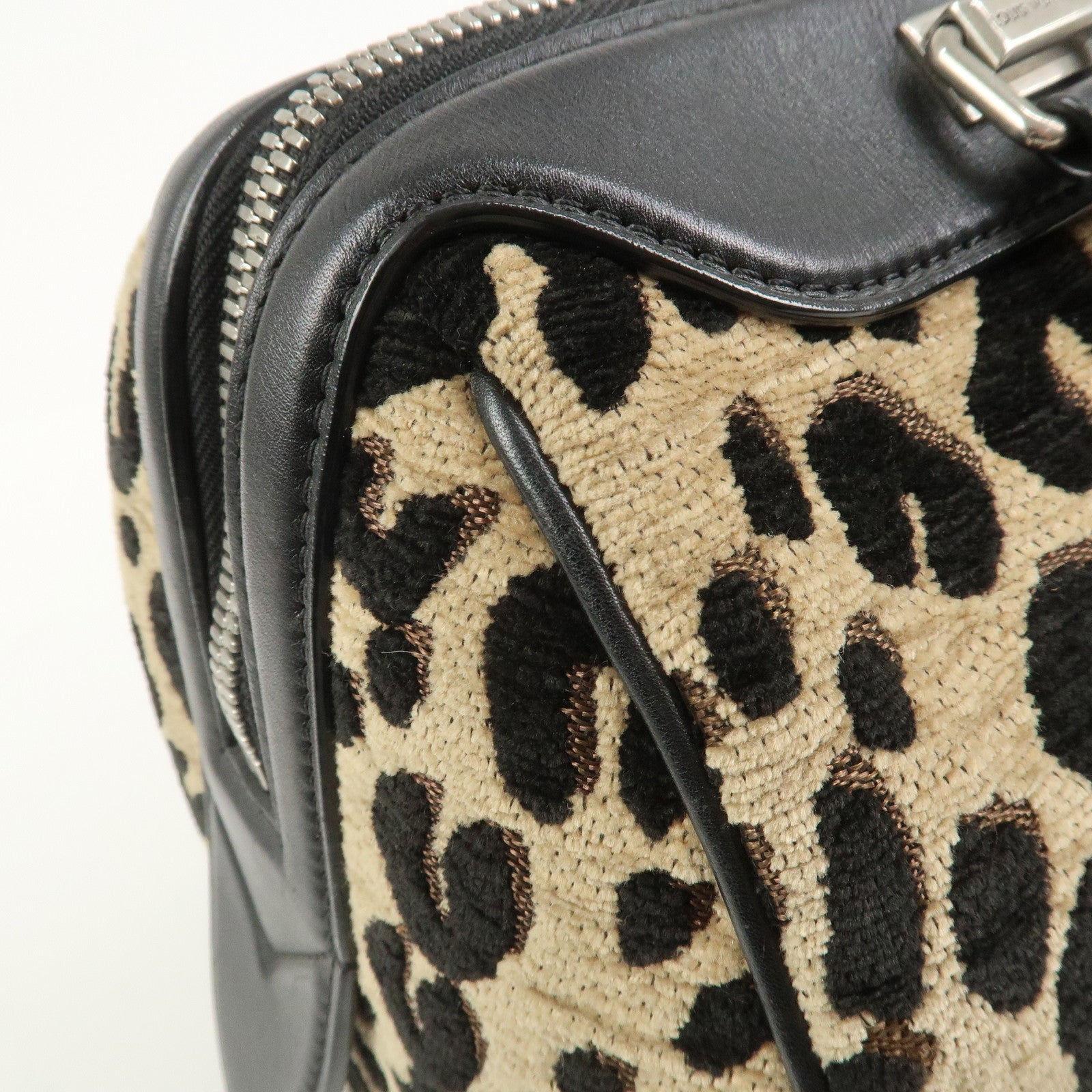 Louis Vuitton Speedy PM Leopard Corduroy Leather Hand Bag M97396