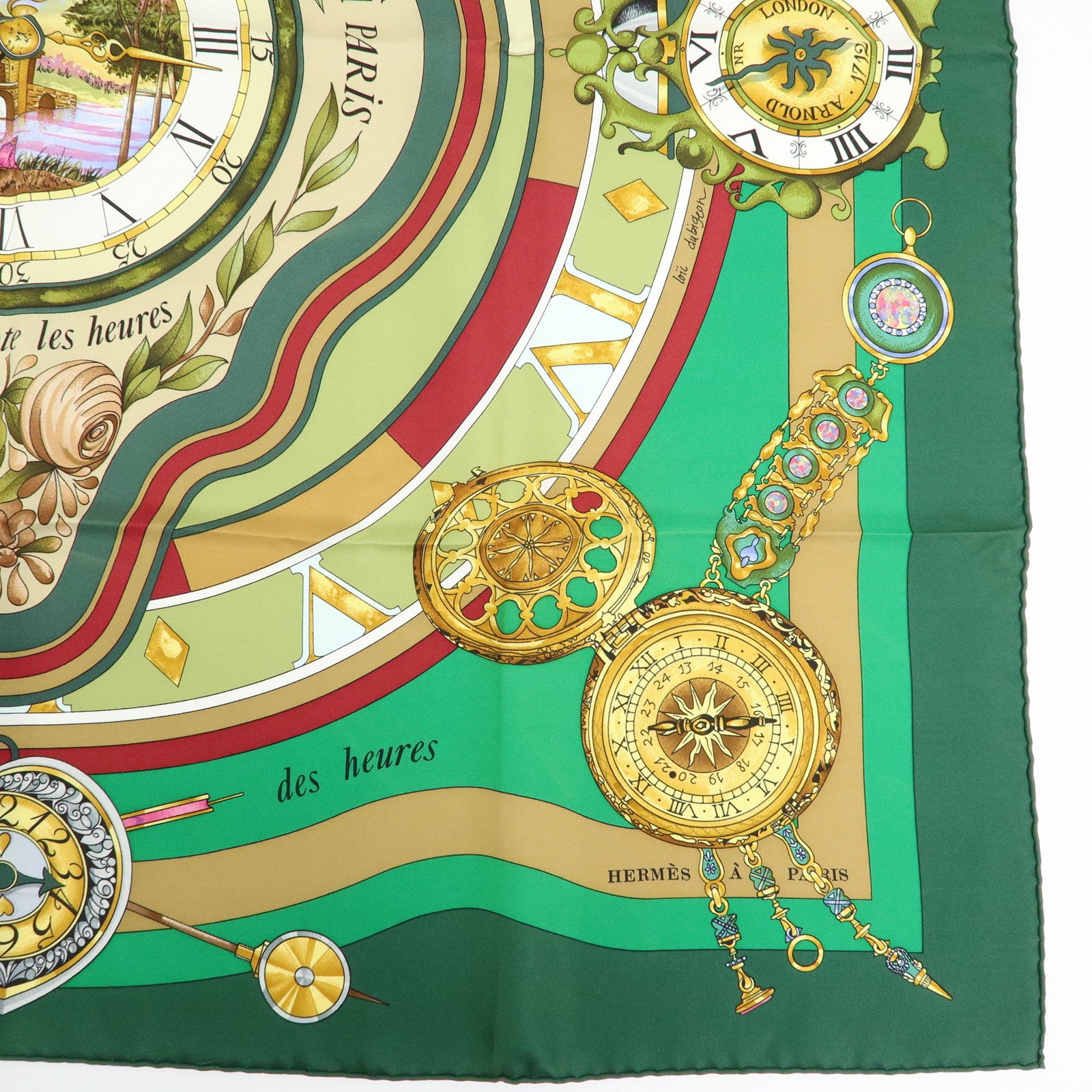 HERMES Carre90 Silk100% Scarf Parmi les fleurs je compte les heures
