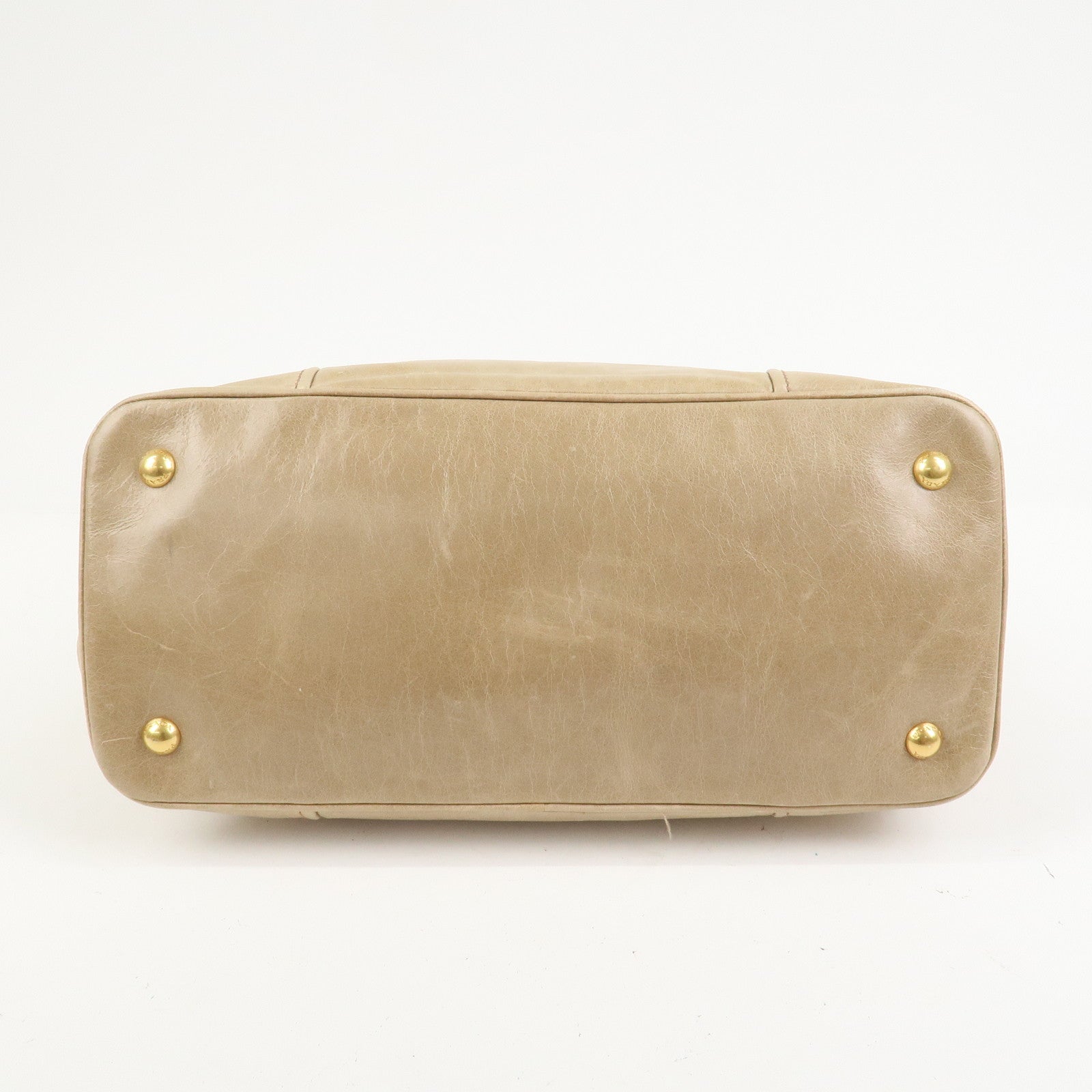 PRADA Logo Leather 2Way Bag Hand Bag Shoulder Bag Beige BN2323
