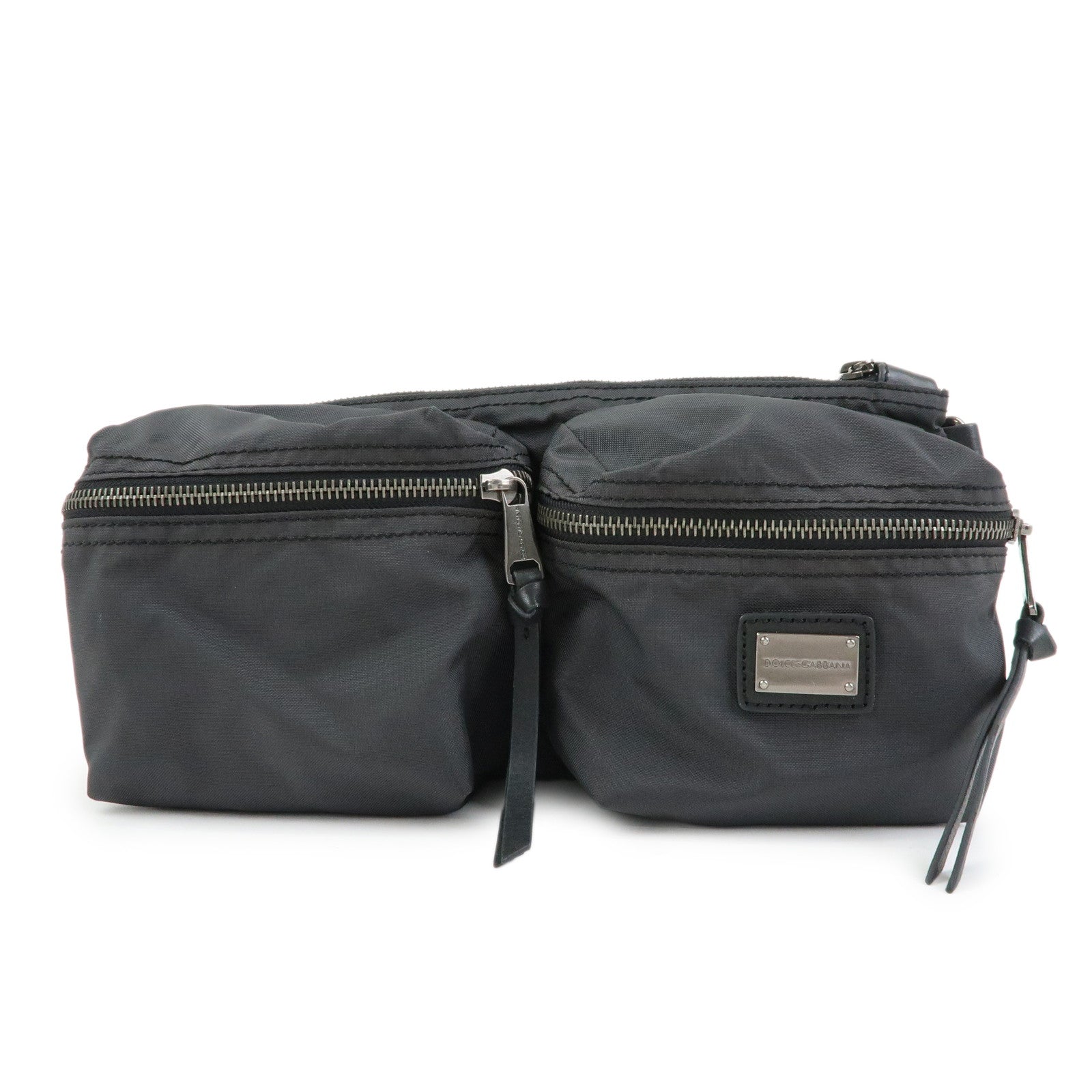 Dolce & Gabbana Nylon Leather Waist Bag Body Bag Black