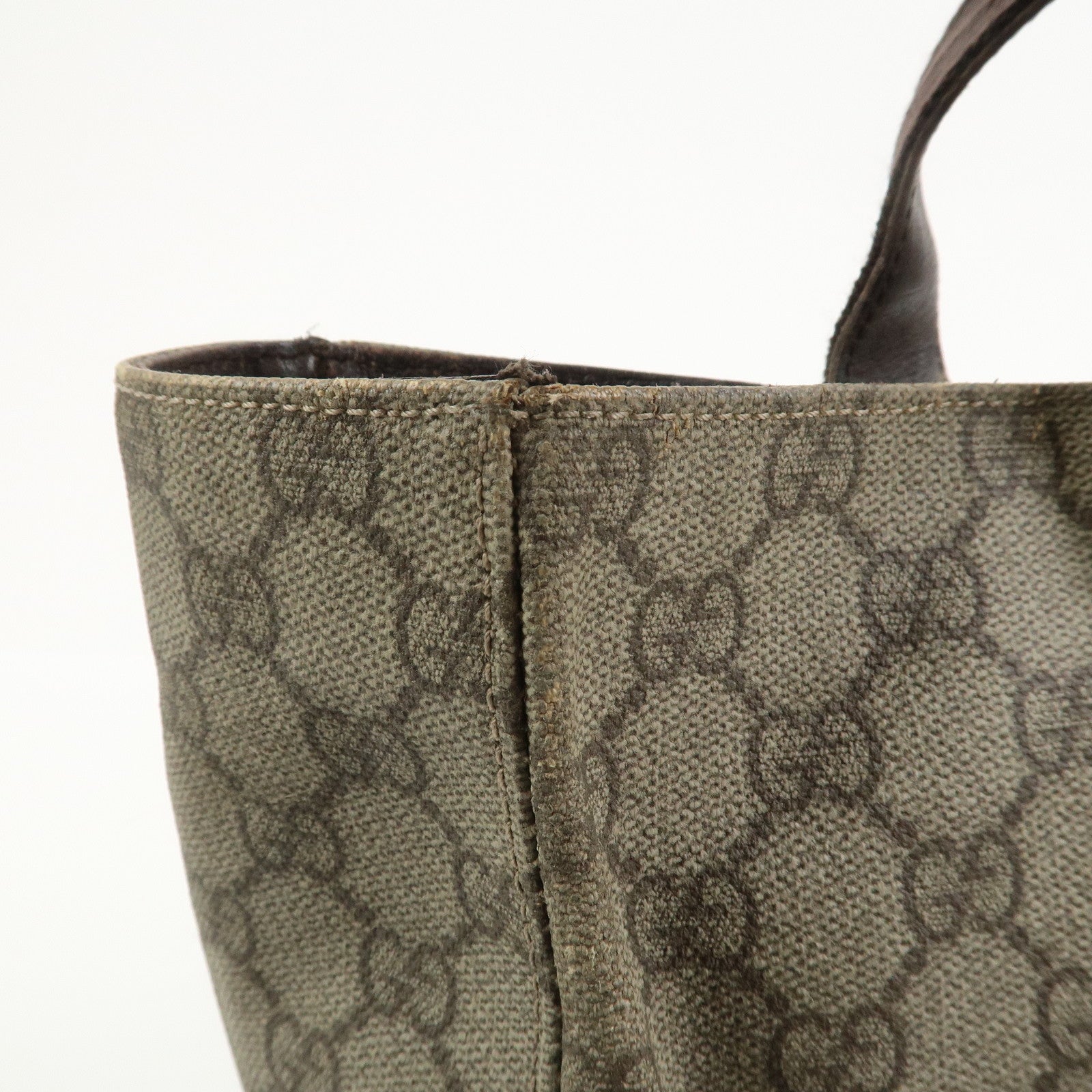 GUCCI GG Supreme Leather Tote Bag Hand Bag Beige Brown 141624