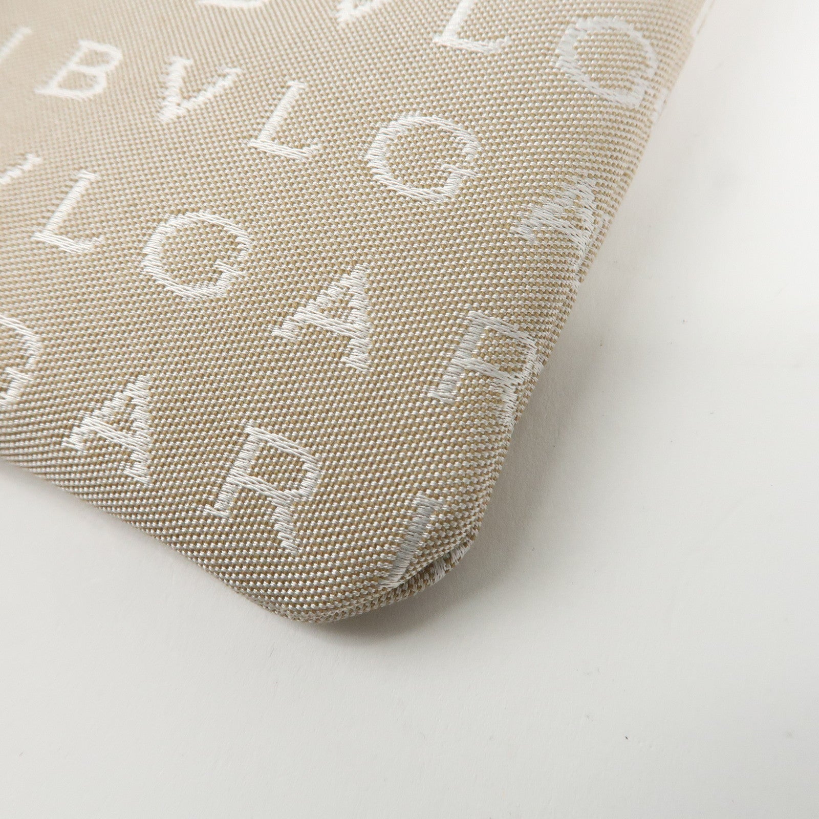 BVLGARI Logo Mania Leather Canvas Shoulder Bag Beige Dark Brown Used