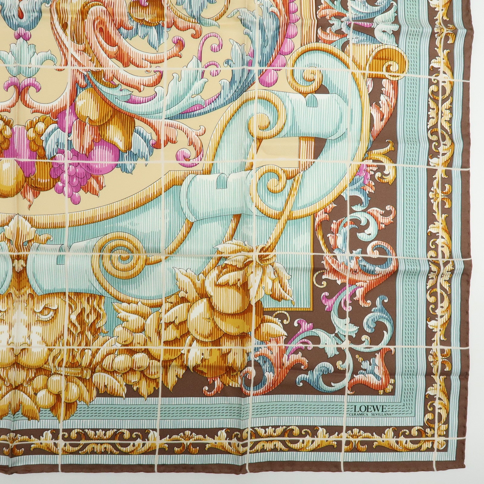 LOEWE Silk 100% Scarf Light Brown Multicolor