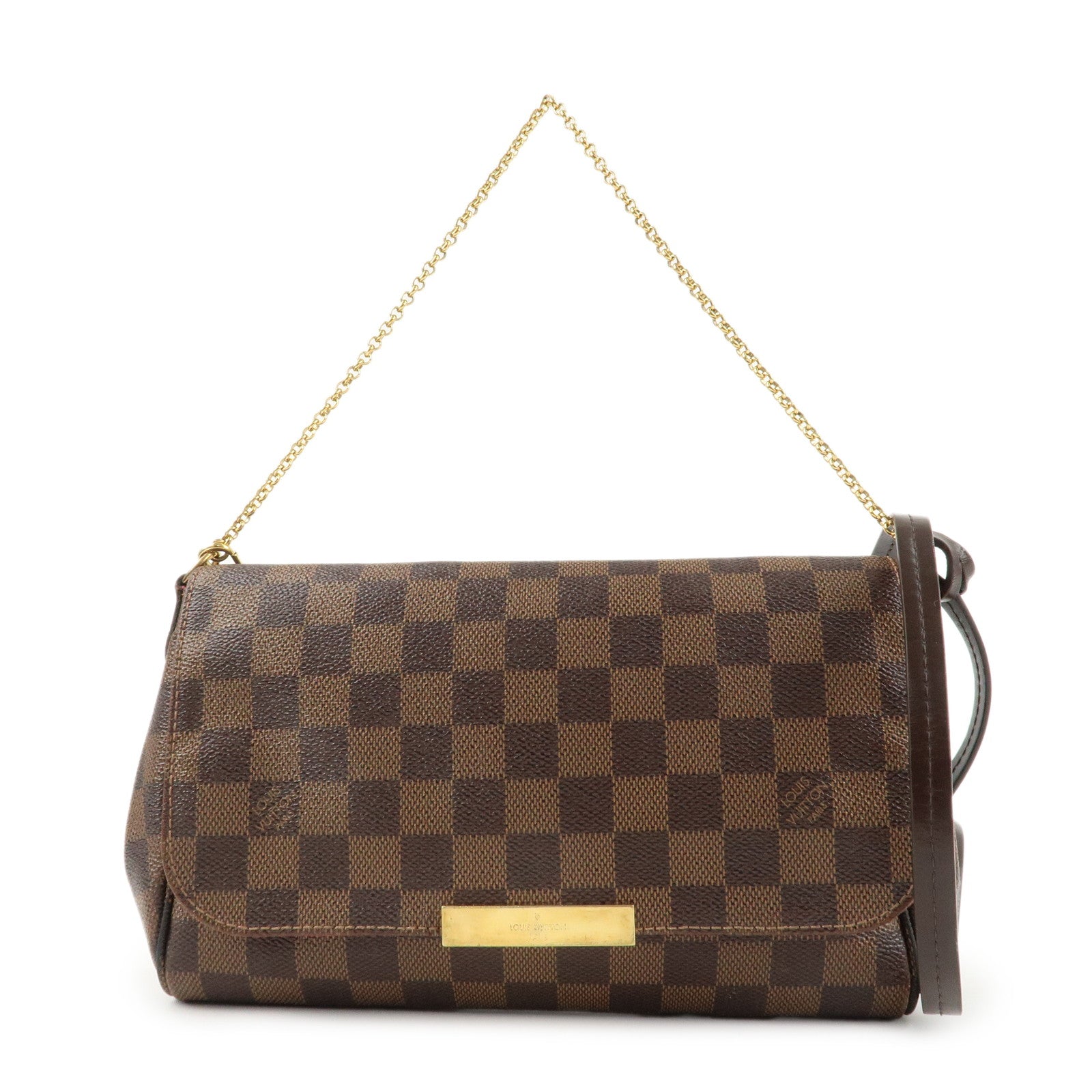 Louis Vuitton Damier Favorite MM Canvas Leather Shoulder Bag FL4126 Used