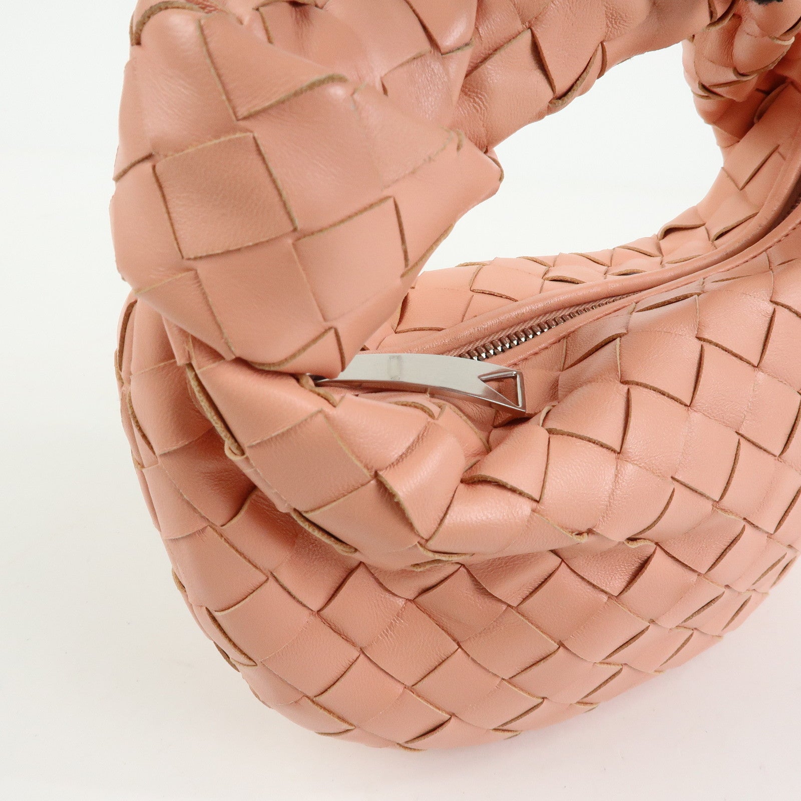 BOTTEGA VENETA Mini Jodie Intrecciato Leather Hand Bag Pink