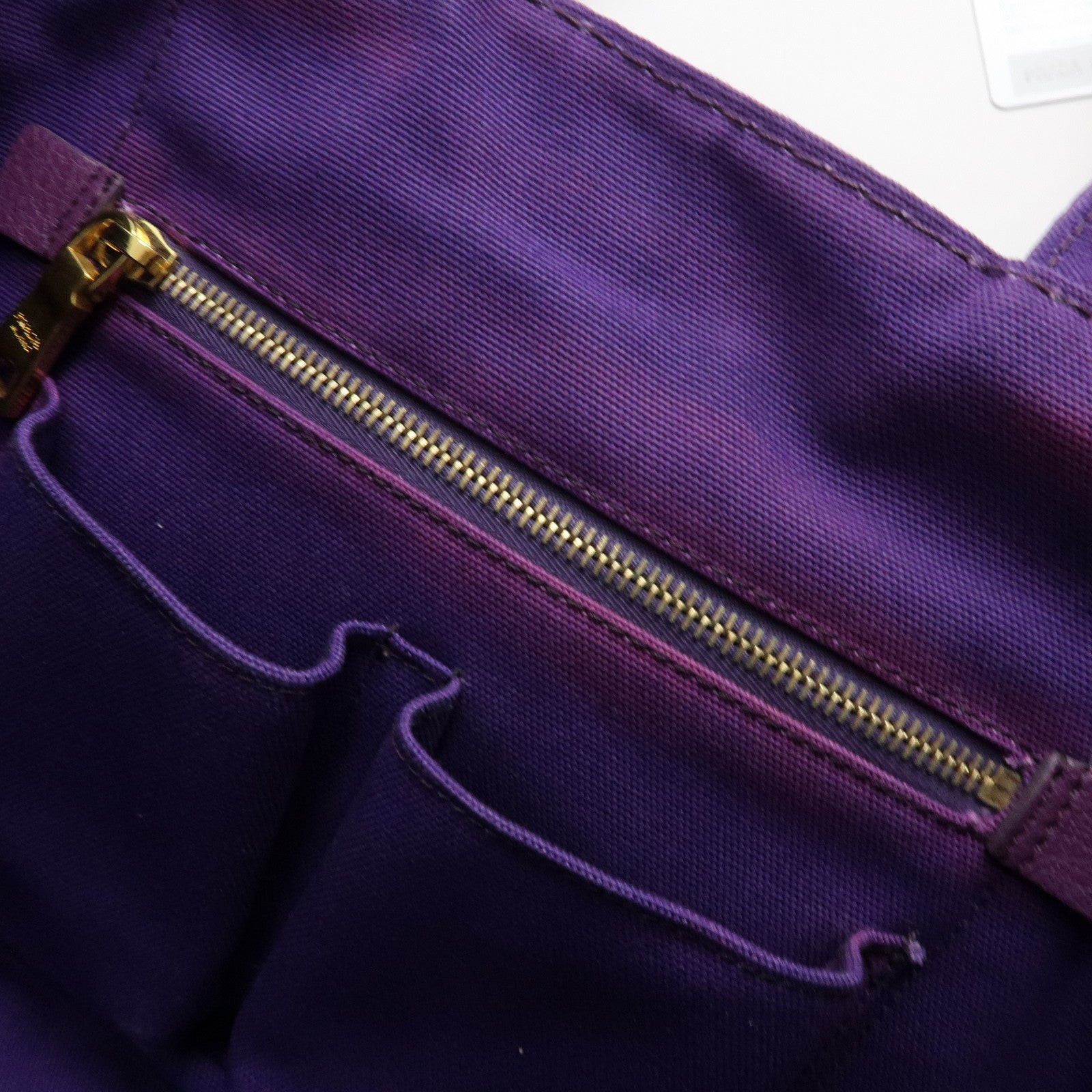 PRADA Canapa Triangle Logo Canvas Tote Bag Hand Bag Purple B1877B