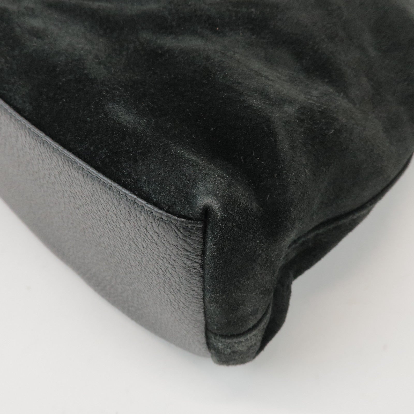 GUCCI Bamboo Suede 2Way Bag Hand Bag Shoulder Bag Black 0022122