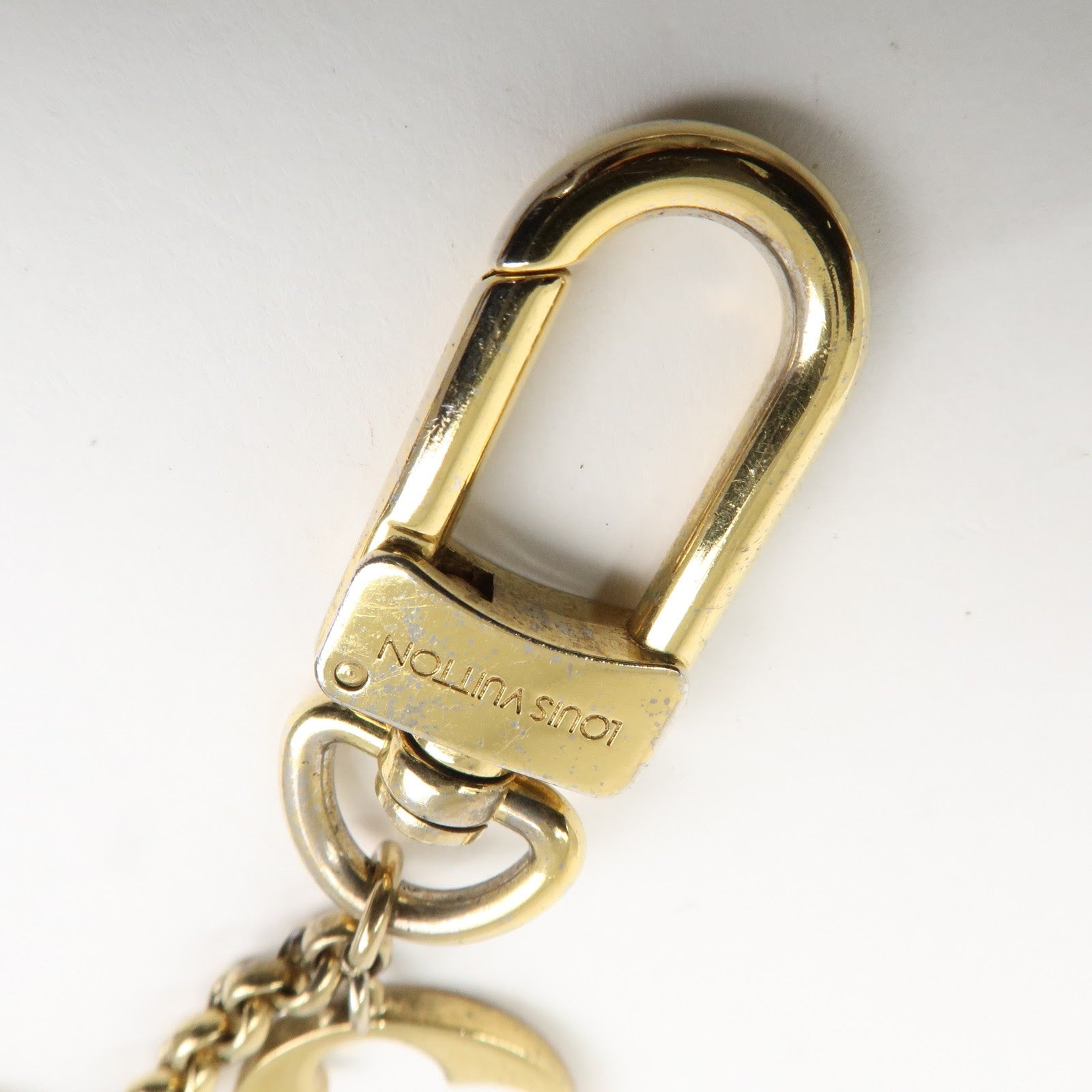 Louis Vuitton Fleur de Monogram Bag Charm Key Chain Gold M65111 Used