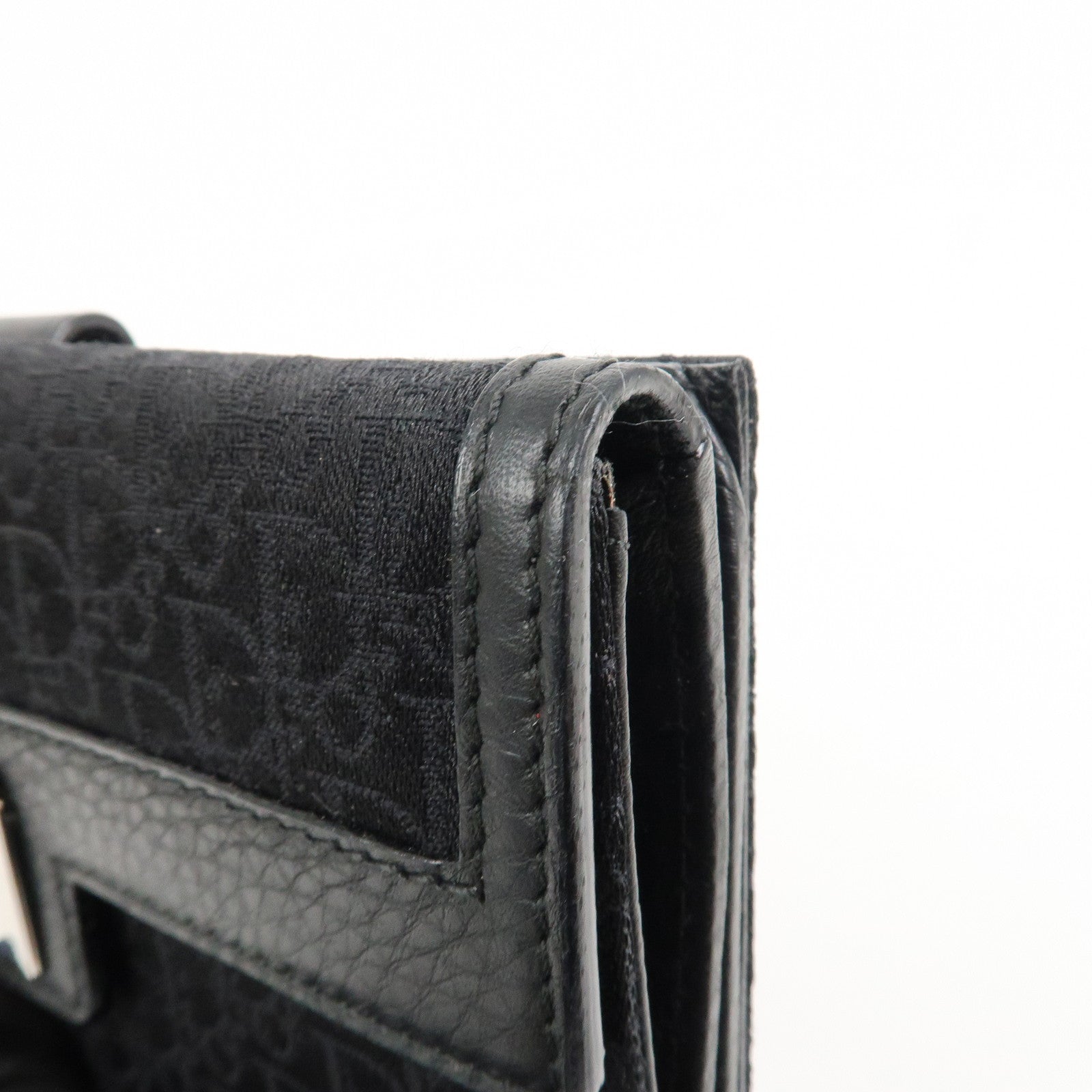 Christian Dior Trotter Canvas Leather Long Wallet Black