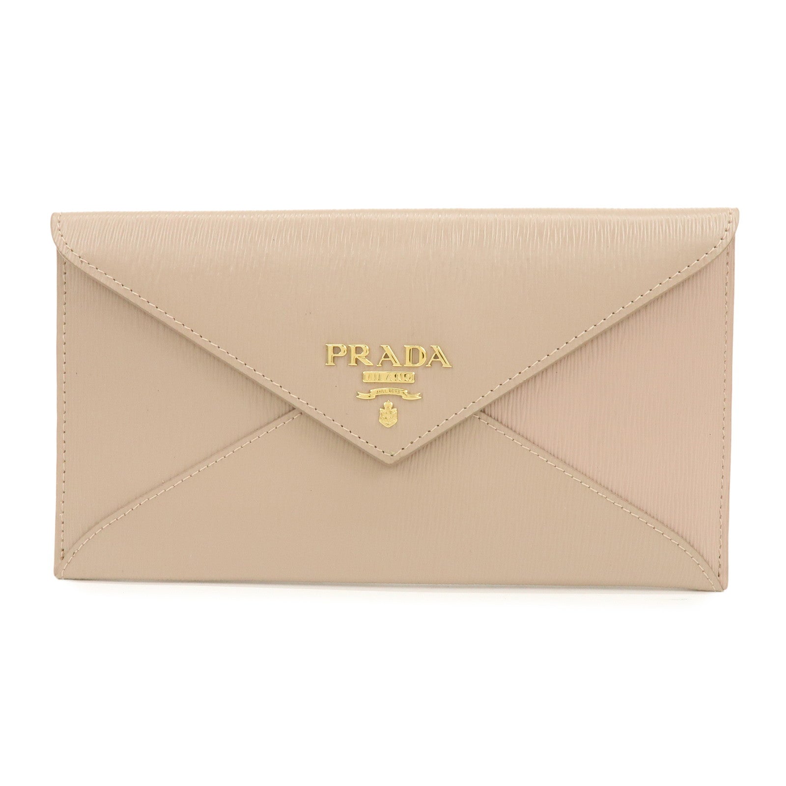 PRADA Envelope Vitello Move Leather Long Wallet Beige 1MF175