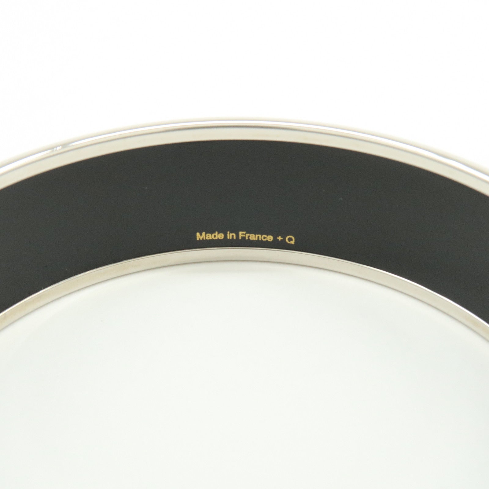 HERMES Email GM Silver Plated Bangle Bracelet Light Blue Multicolor