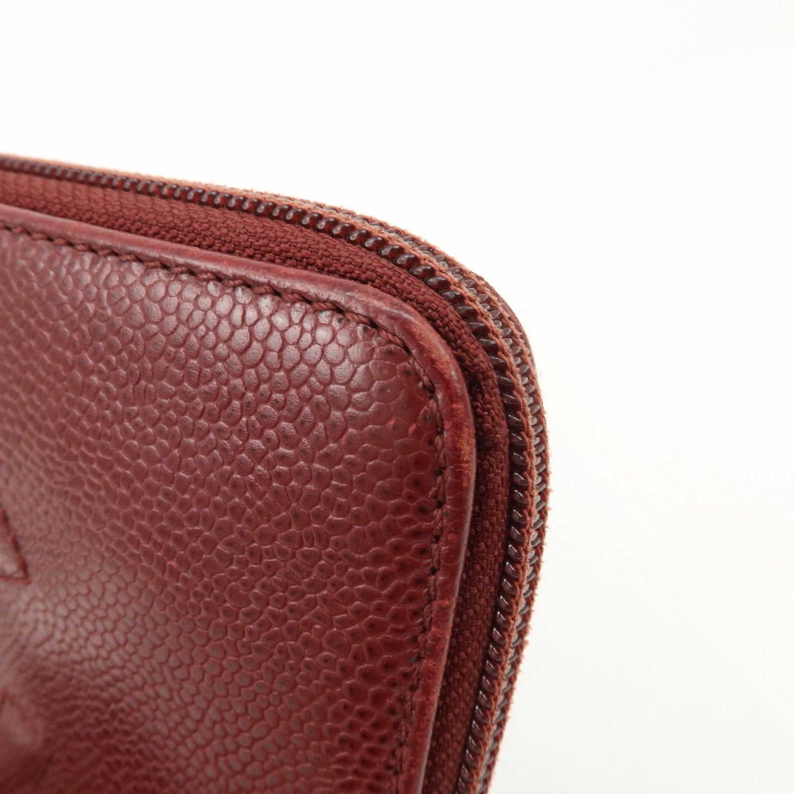 CHANEL COCO Mark Caviar Skin Round Zippy Wallet Bordeaux Used